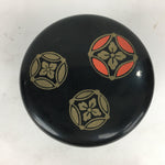 Japanese Tea Caddy Vtg Natsume Lacquerware Replica Black Crest Design NM84