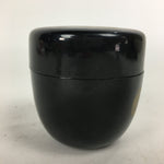 Japanese Tea Caddy Vtg Natsume Lacquerware Replica Black Crest Design NM84