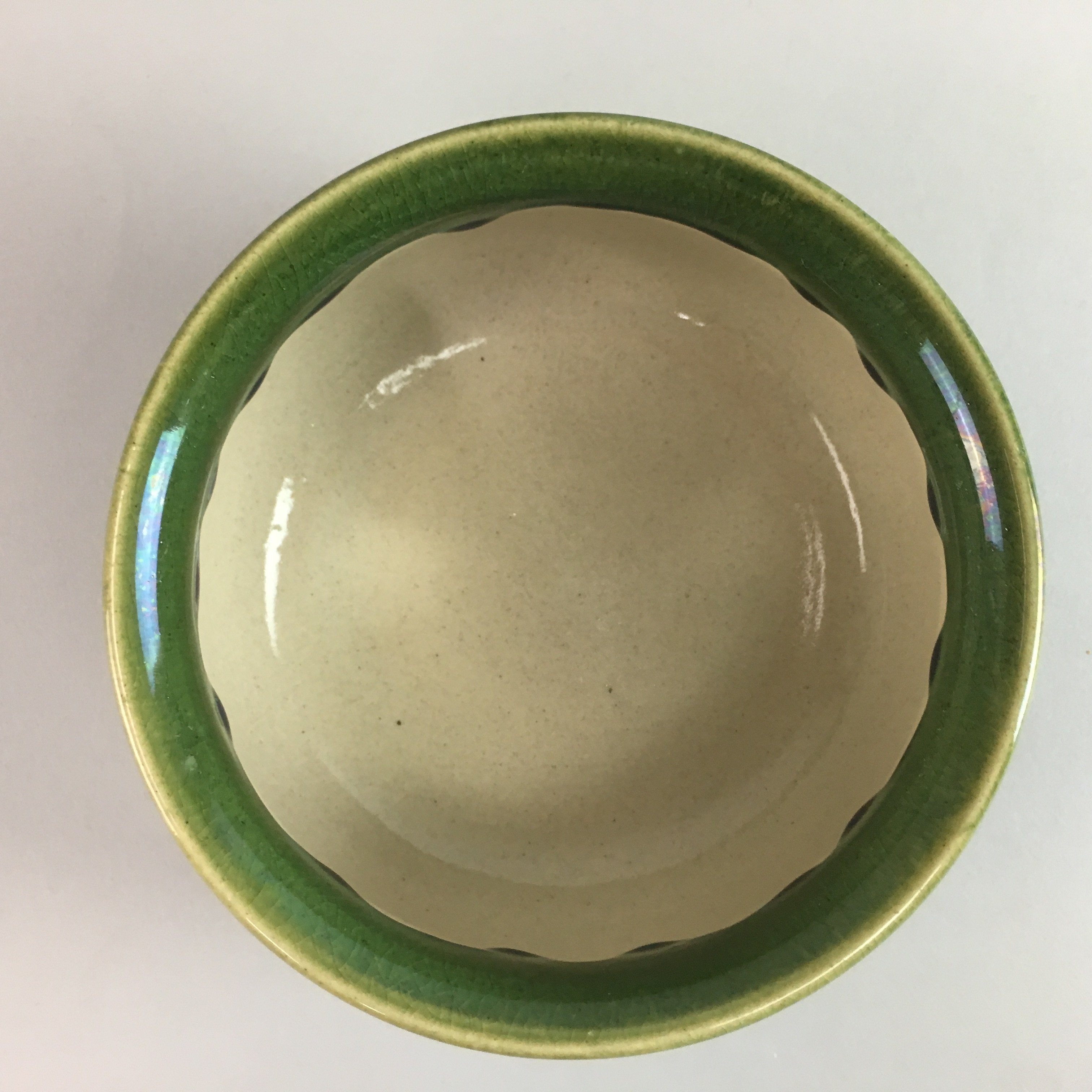 Japanese Tea Ceremony Bowl Chawan Vtg Oribe ware Pottery Ceramic Brown GTB379
