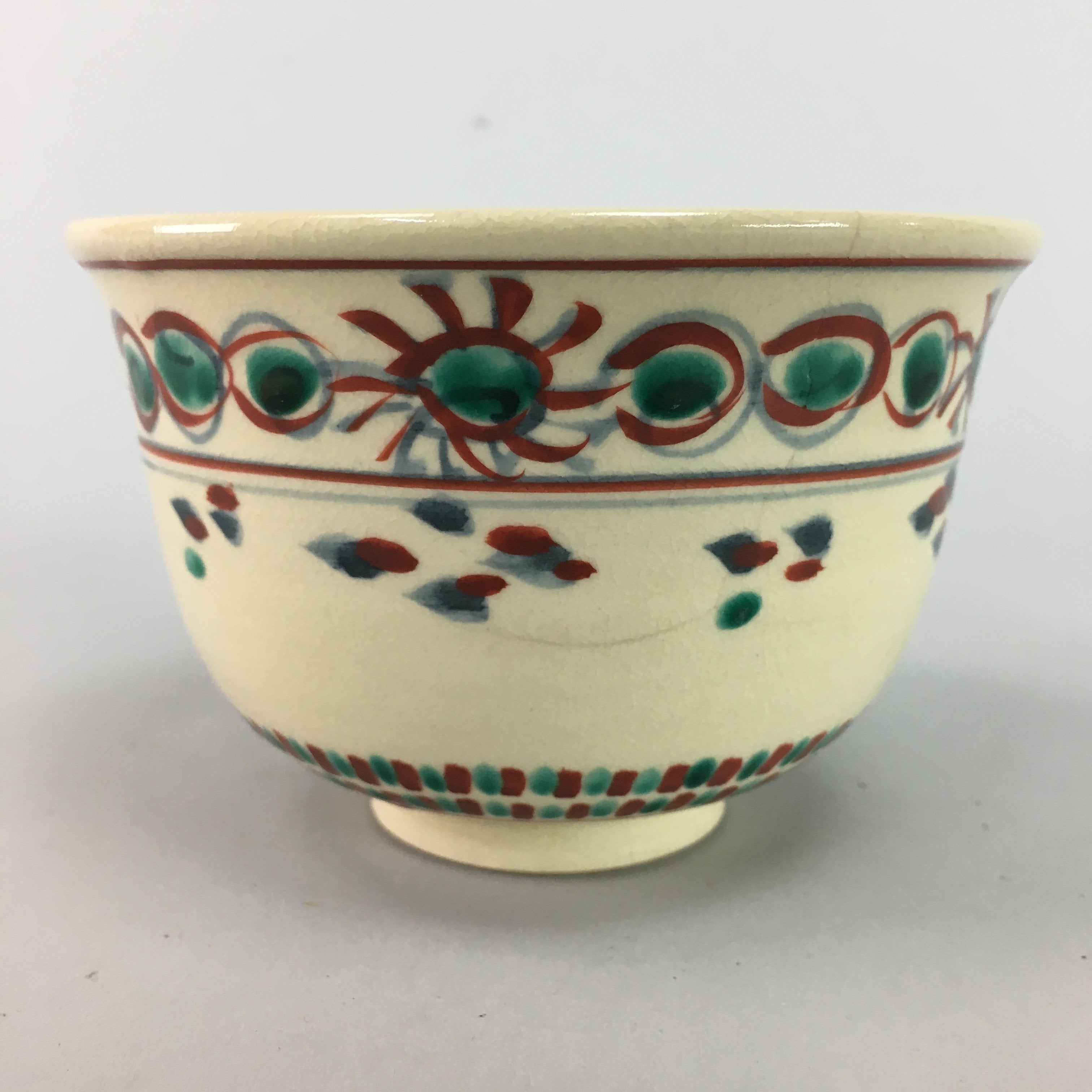 Japanese Tea Ceremony Bowl Inuyama ware Chawan Vtg Pottery Red GTB470
