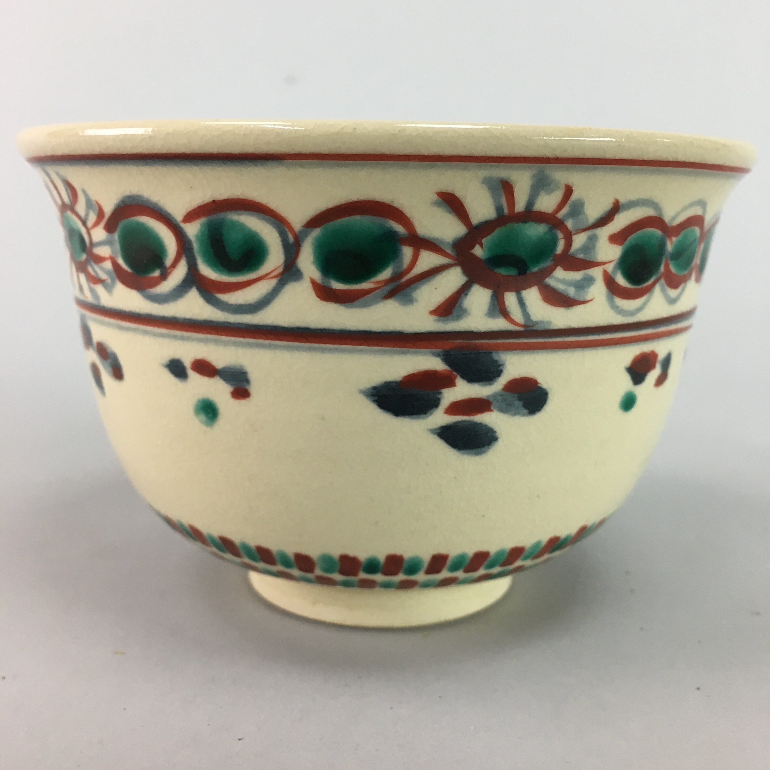 Japanese Tea Ceremony Bowl Inuyama ware Chawan Vtg Pottery Red GTB470