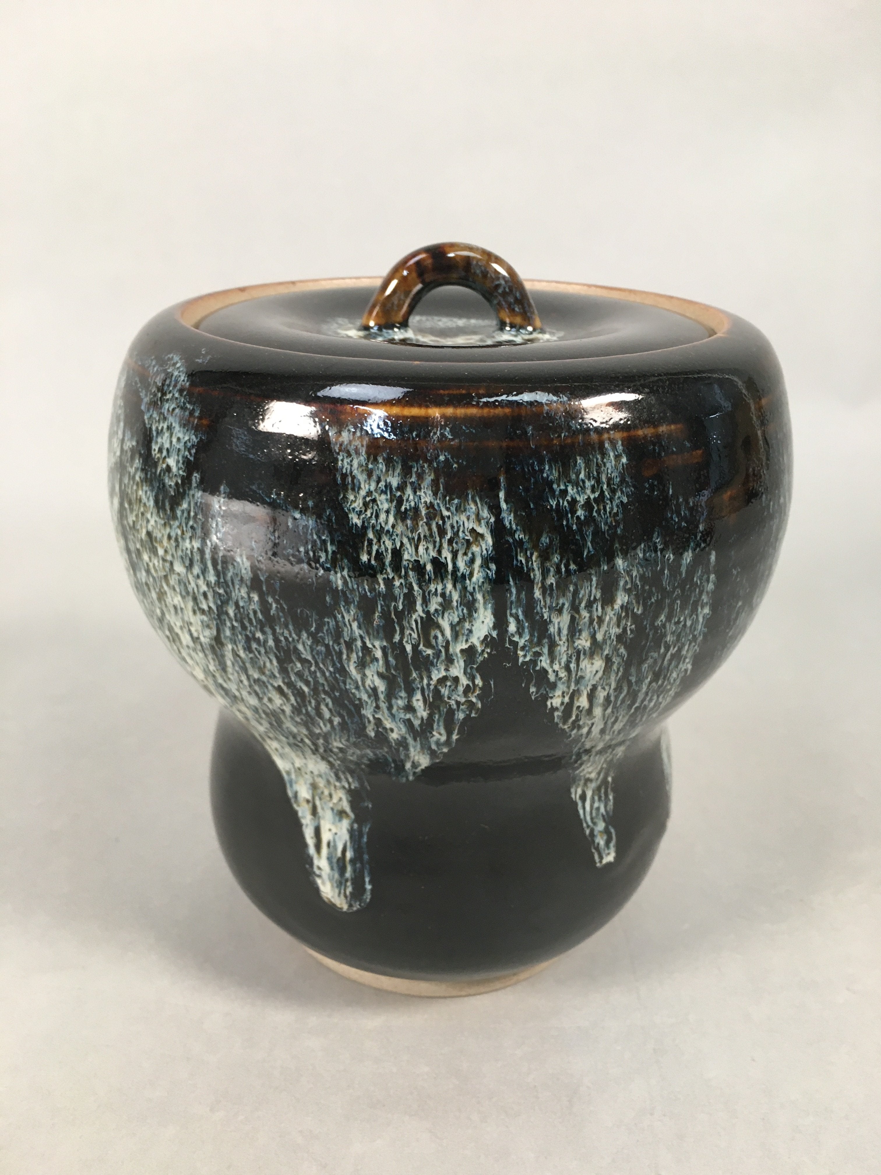 Japanese Tea Ceremony Ceramic Lidded Water Pot Mizusashi Vtg Pottery MS38