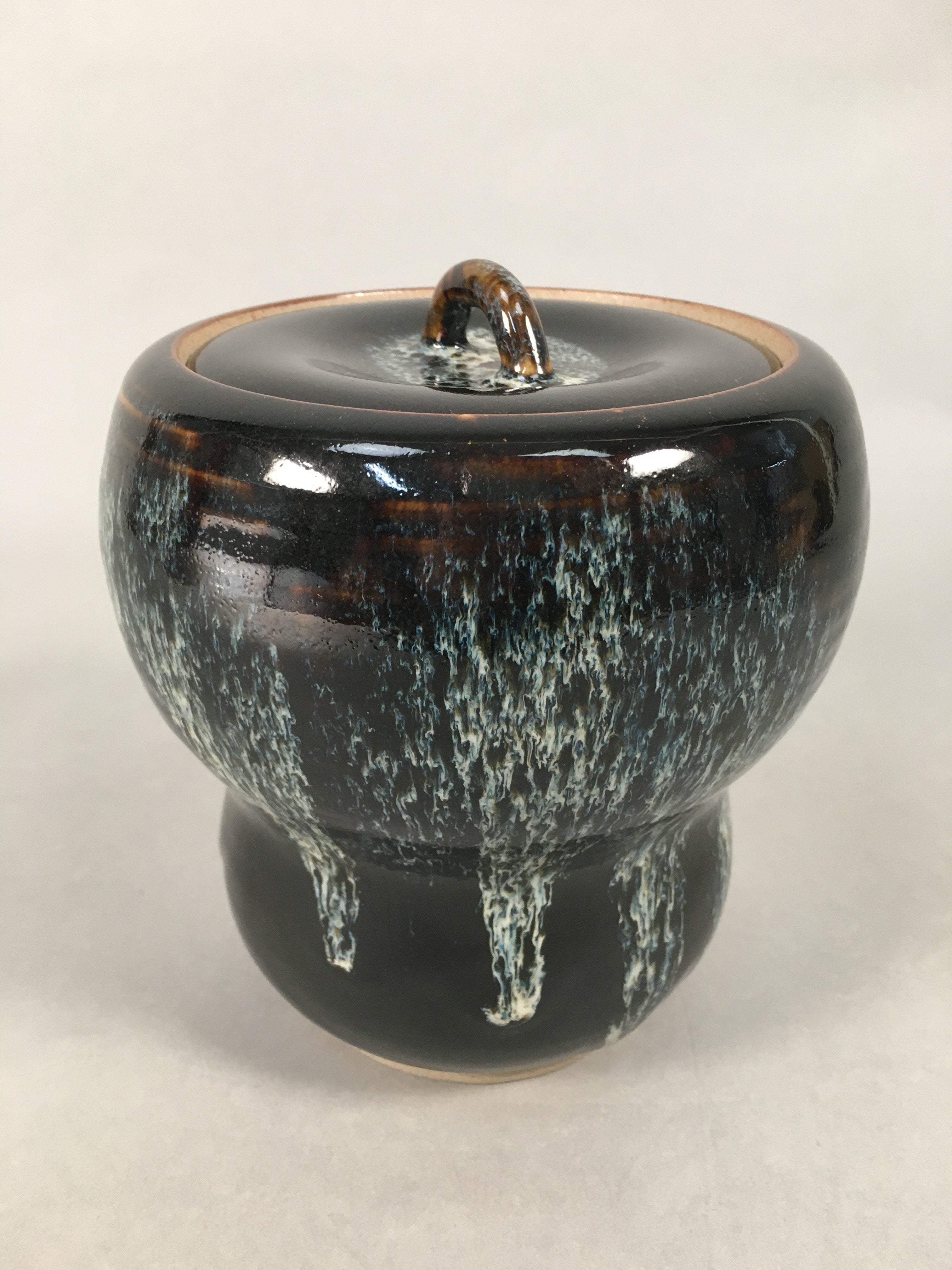 Japanese Tea Ceremony Ceramic Lidded Water Pot Mizusashi Vtg Pottery MS38