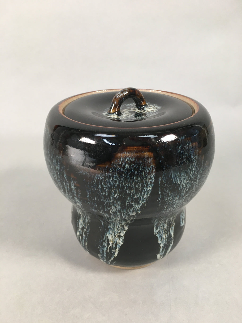 Japanese Tea Ceremony Ceramic Lidded Water Pot Mizusashi Vtg Pottery MS38