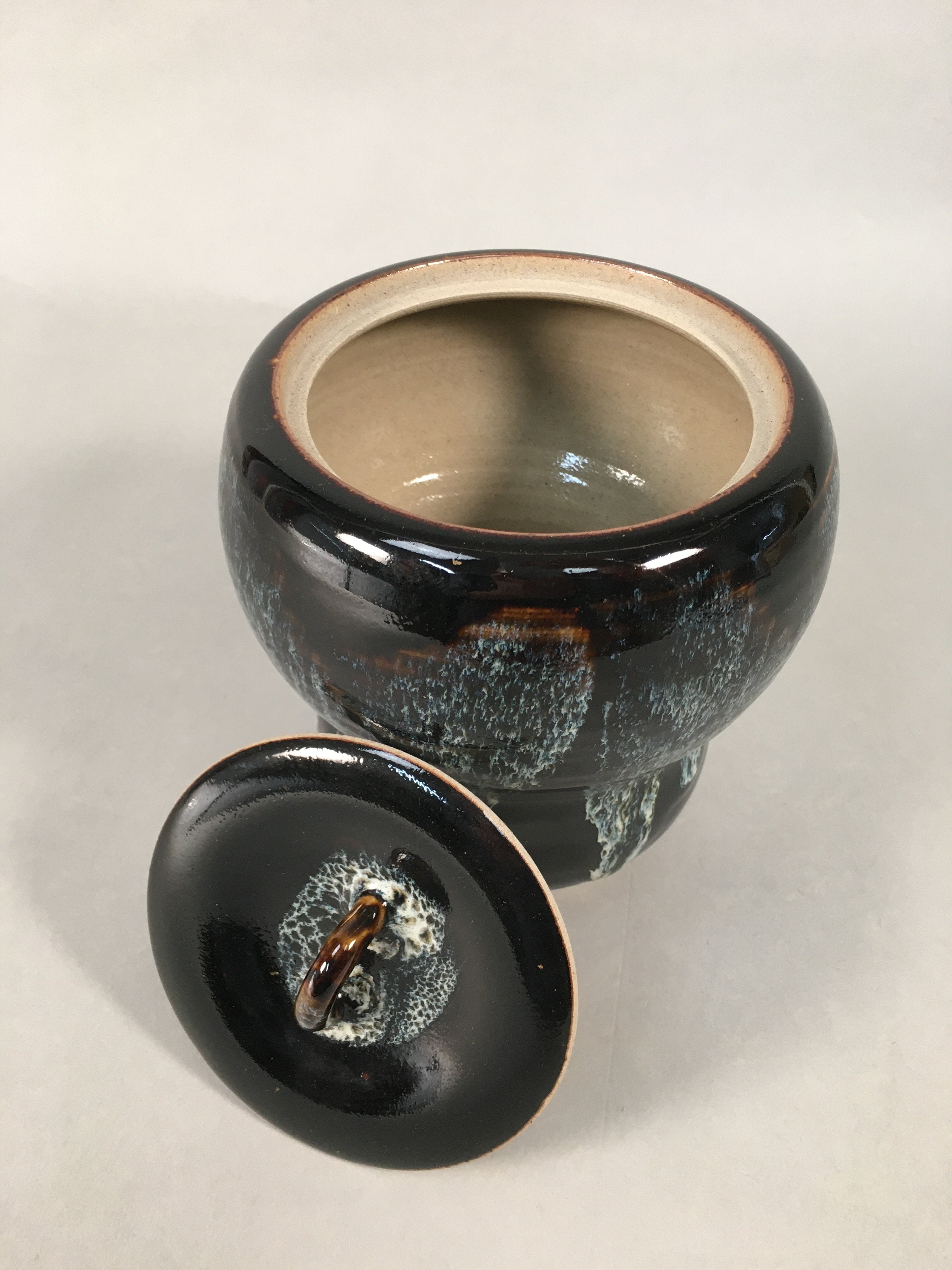 Japanese Tea Ceremony Ceramic Lidded Water Pot Mizusashi Vtg Pottery MS38
