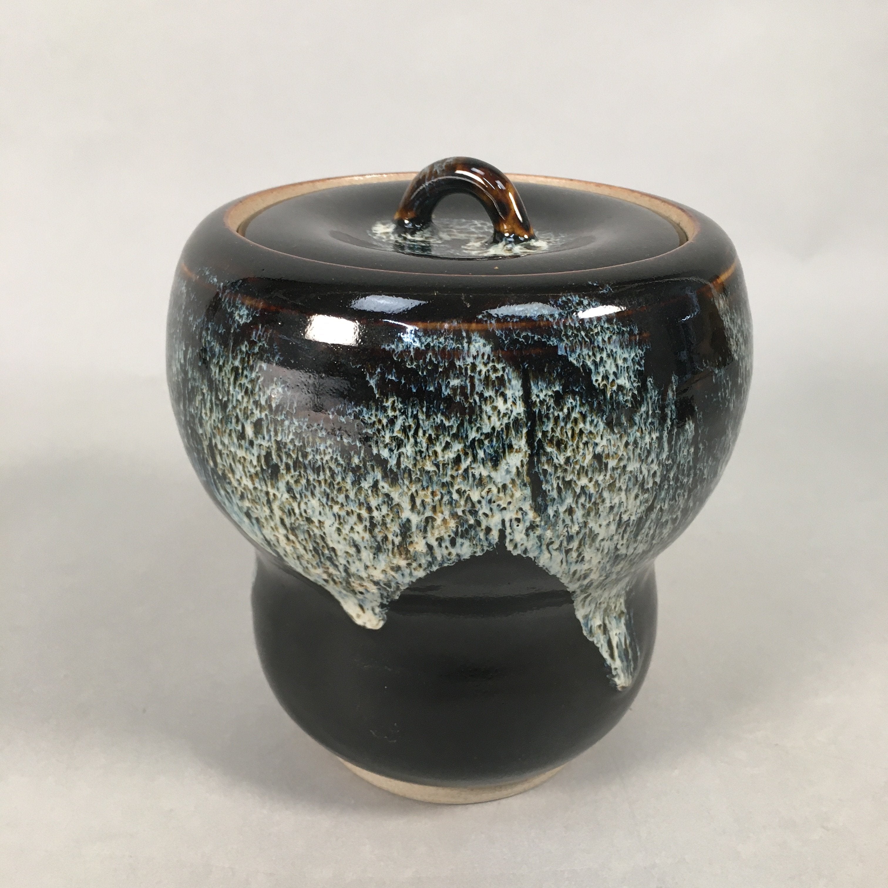 Japanese Tea Ceremony Ceramic Lidded Water Pot Mizusashi Vtg Pottery MS38