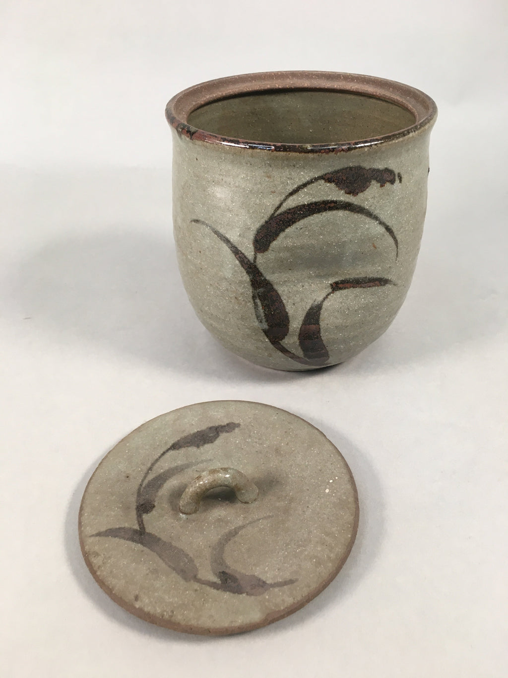 Japanese Tea Ceremony Ceramic Lidded Water Pot Mizusashi Vtg Pottery MS39