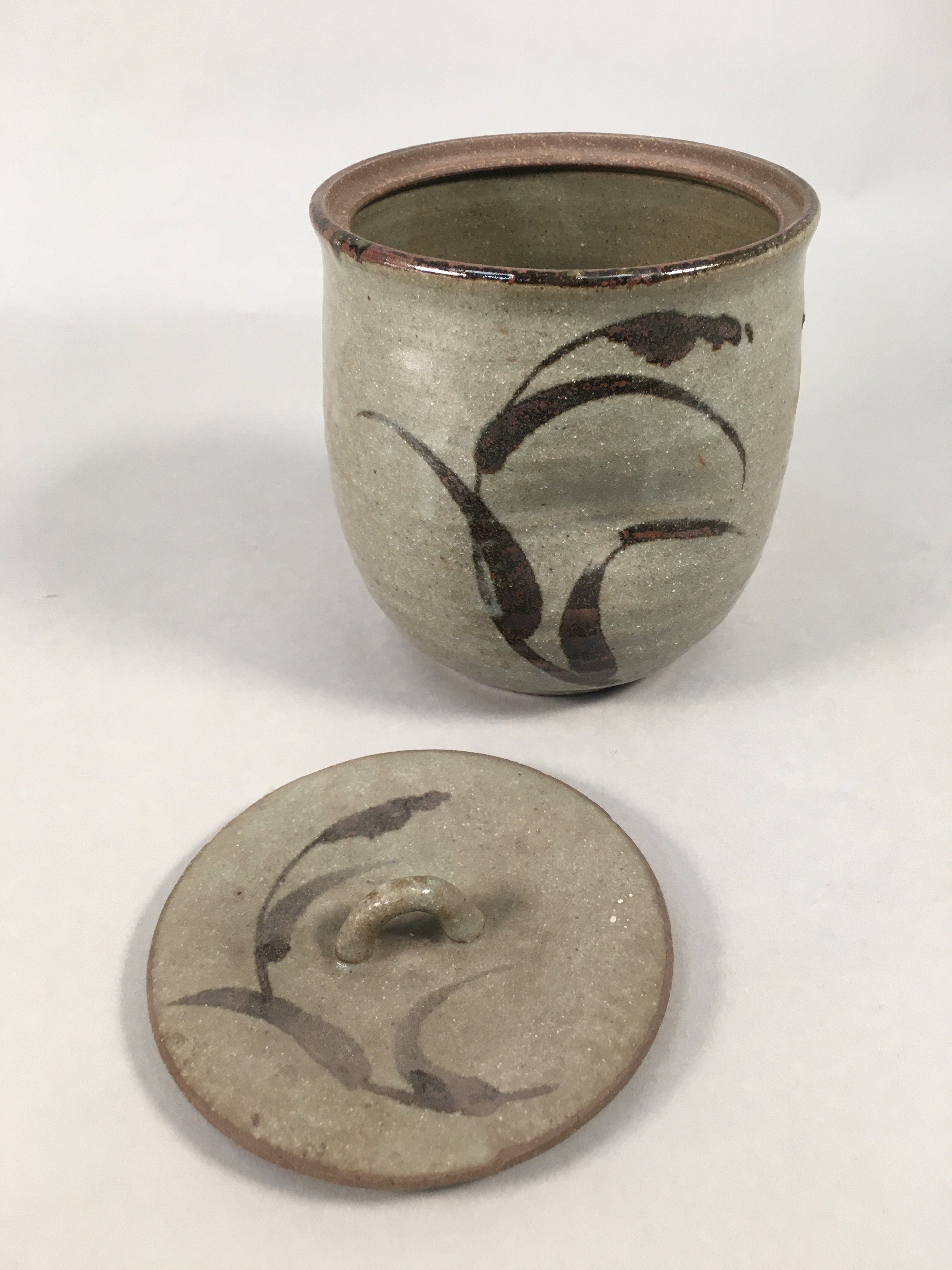 Japanese Tea Ceremony Ceramic Lidded Water Pot Mizusashi Vtg Pottery MS39