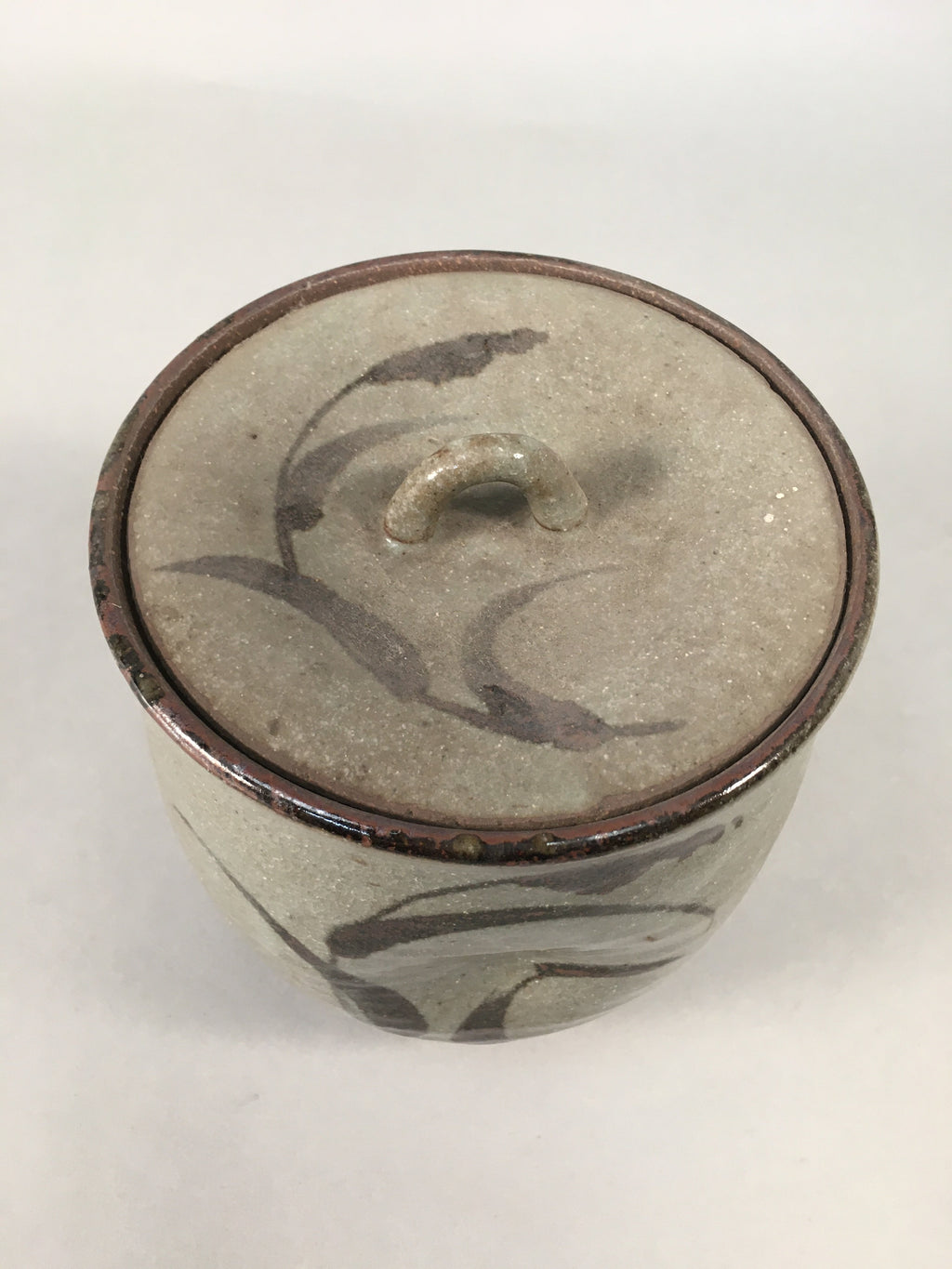 Japanese Tea Ceremony Ceramic Lidded Water Pot Mizusashi Vtg Pottery MS39