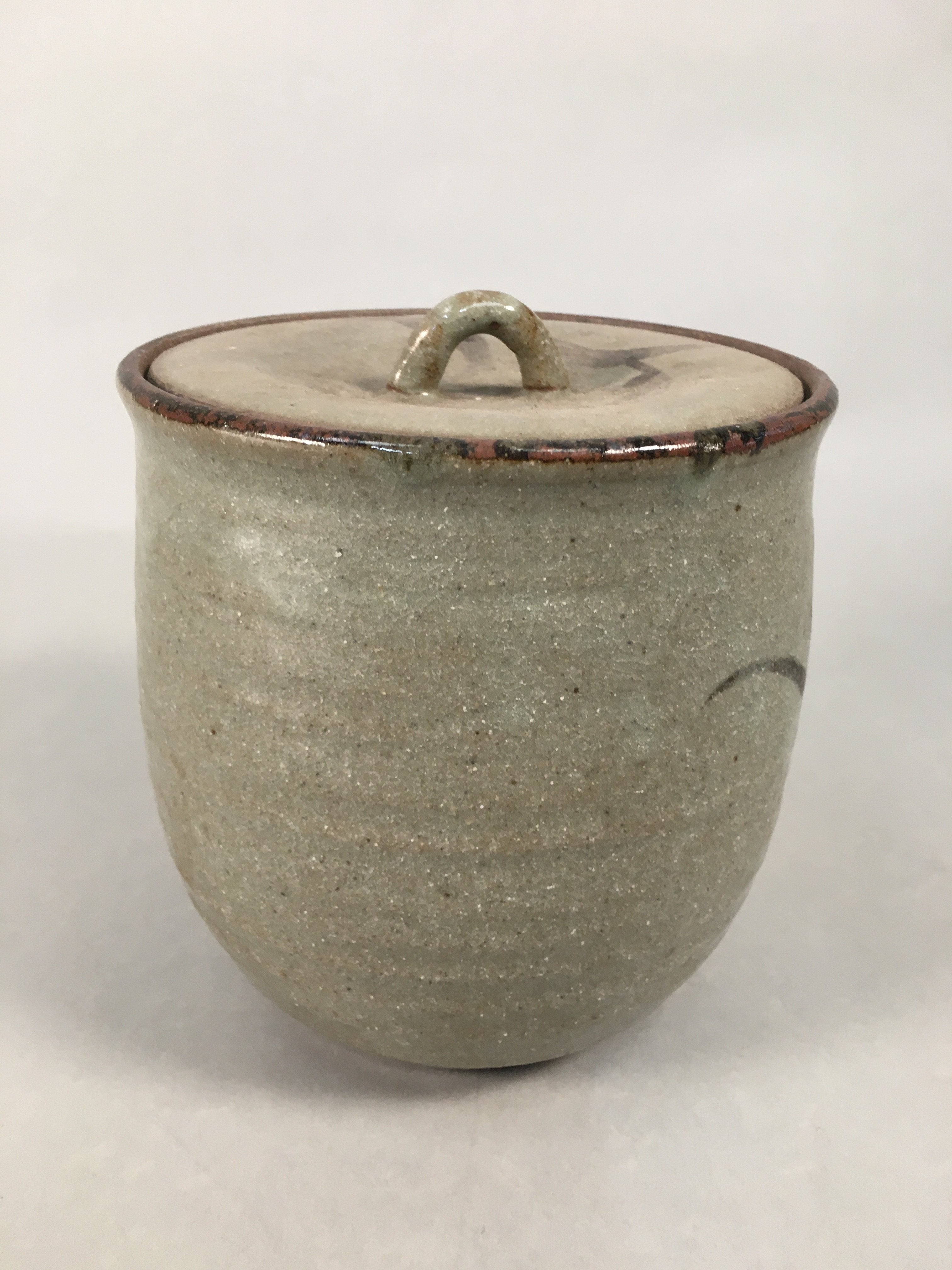 Japanese Tea Ceremony Ceramic Lidded Water Pot Mizusashi Vtg Pottery MS39