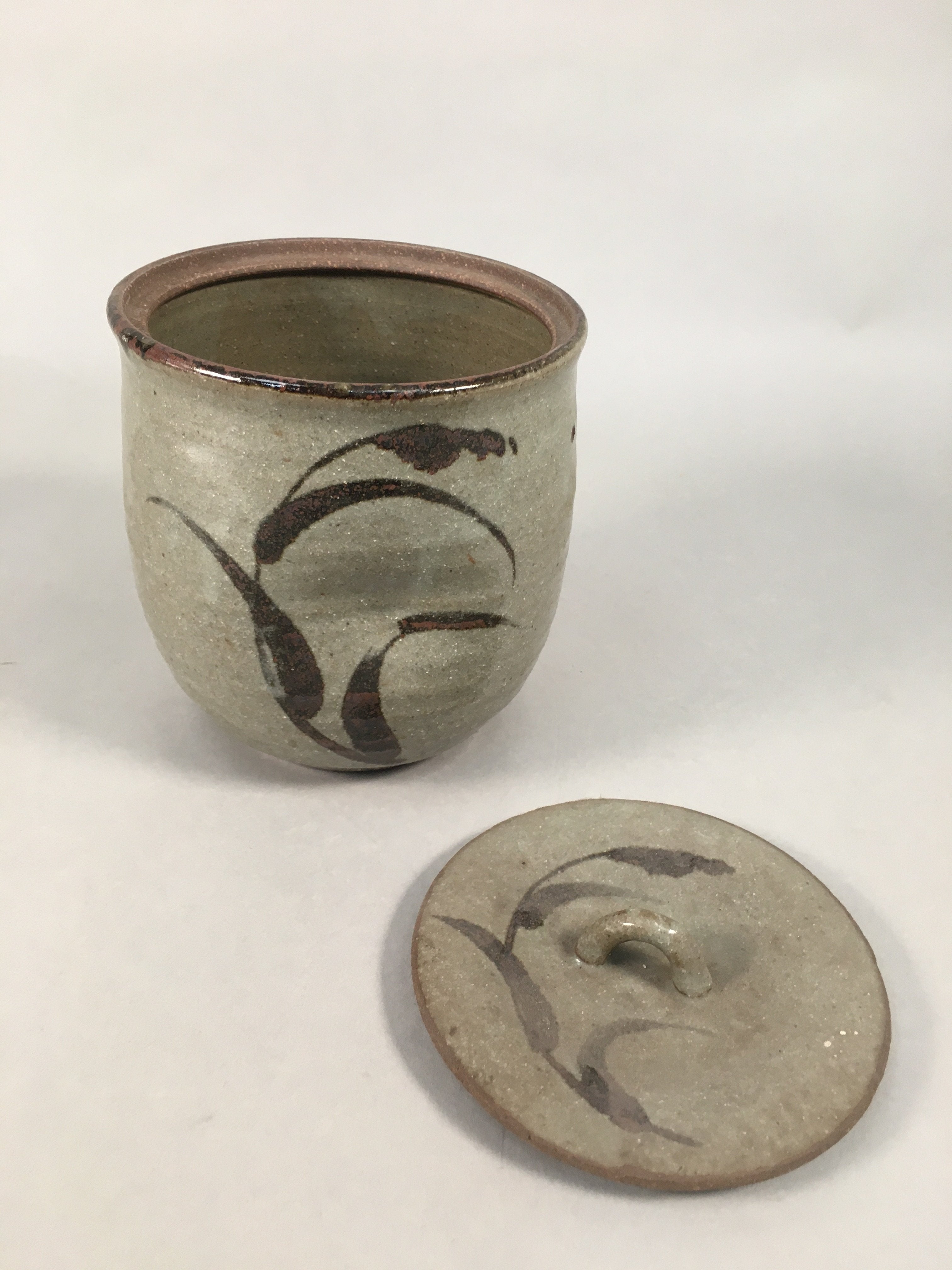 Japanese Tea Ceremony Ceramic Lidded Water Pot Mizusashi Vtg Pottery MS39