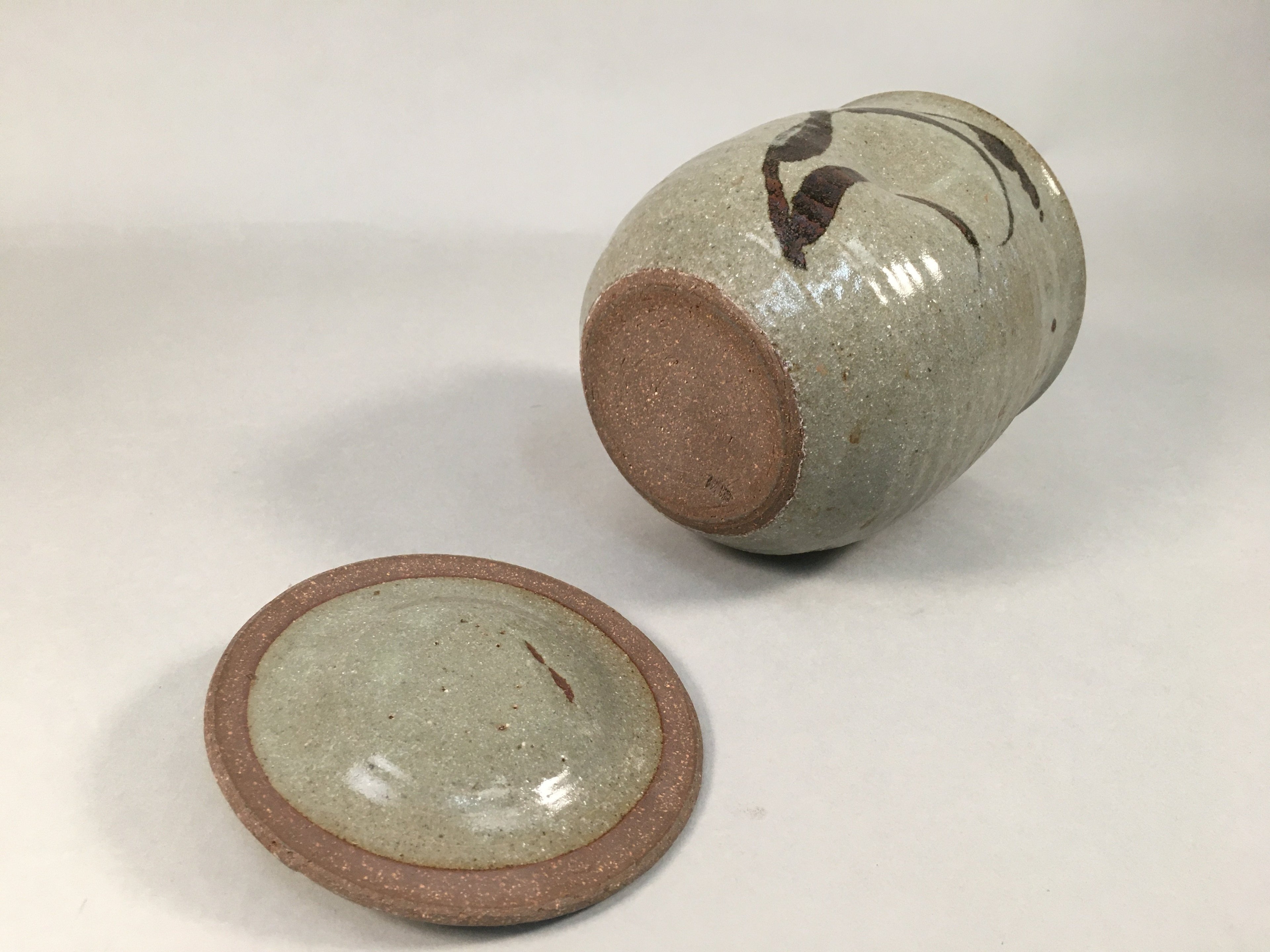 Japanese Tea Ceremony Ceramic Lidded Water Pot Mizusashi Vtg Pottery MS39
