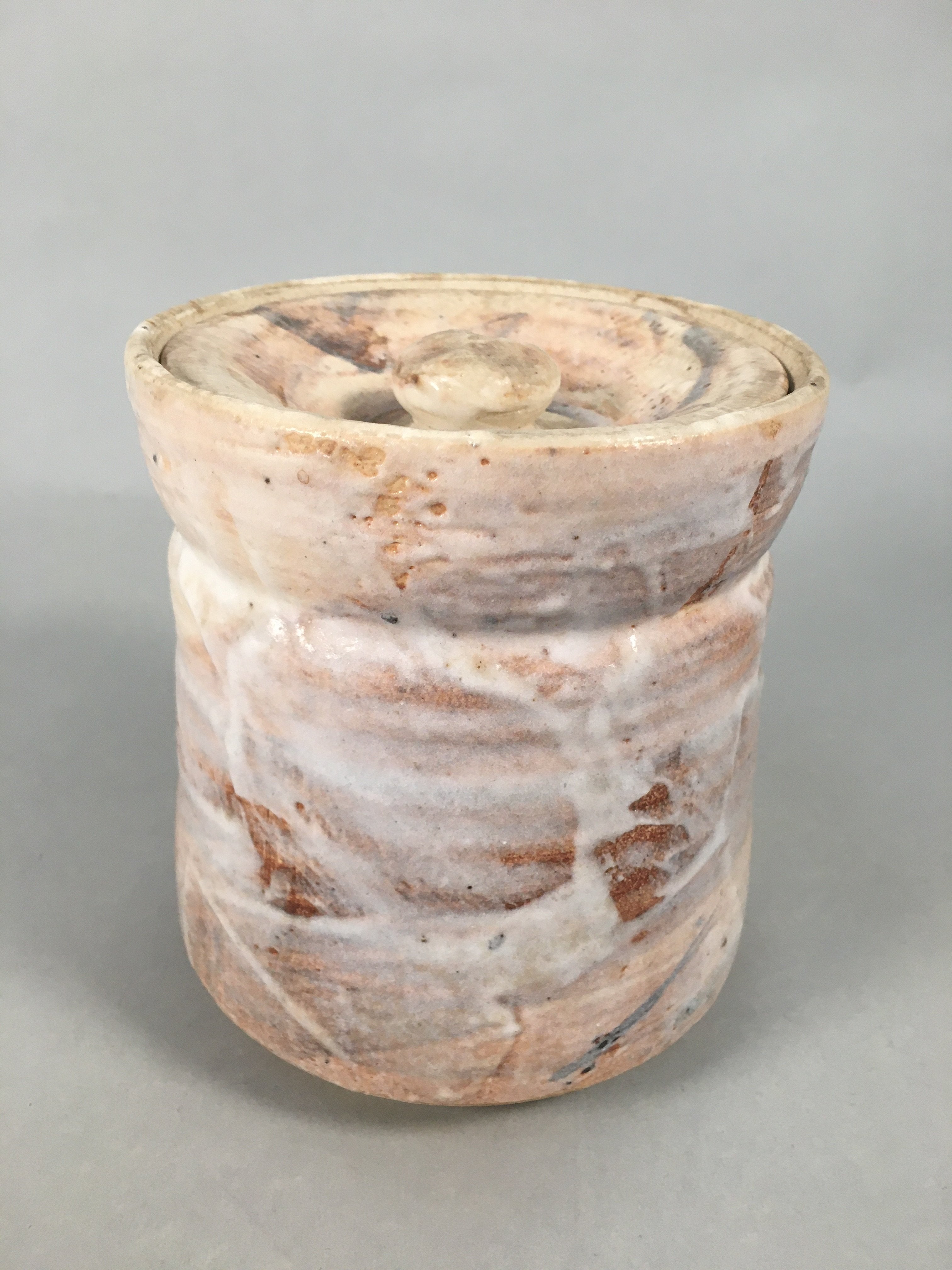 Japanese Tea Ceremony Ceramic Lidded Water Pot Mizusashi Vtg Pottery MS40