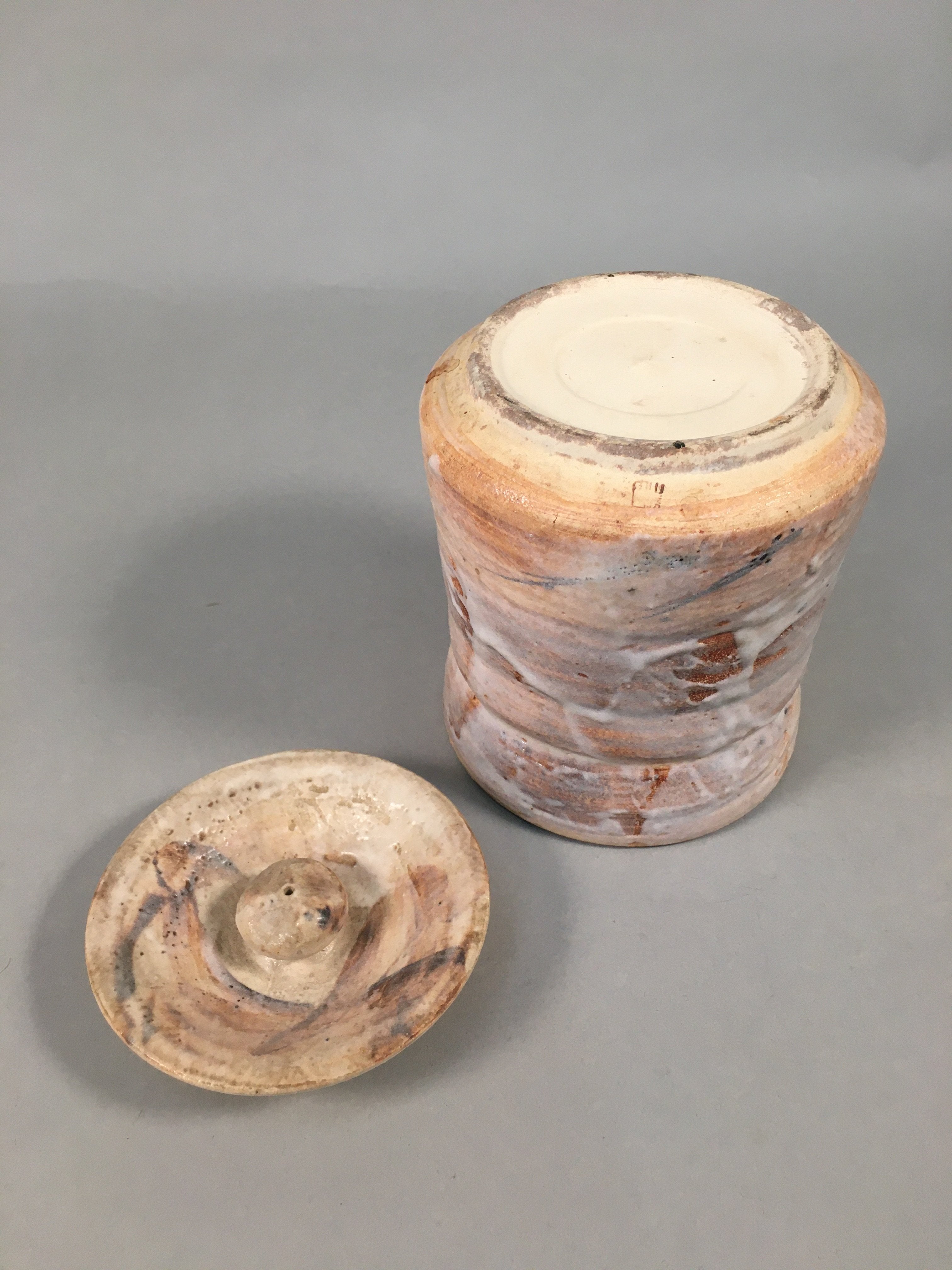 Japanese Tea Ceremony Ceramic Lidded Water Pot Mizusashi Vtg Pottery MS40
