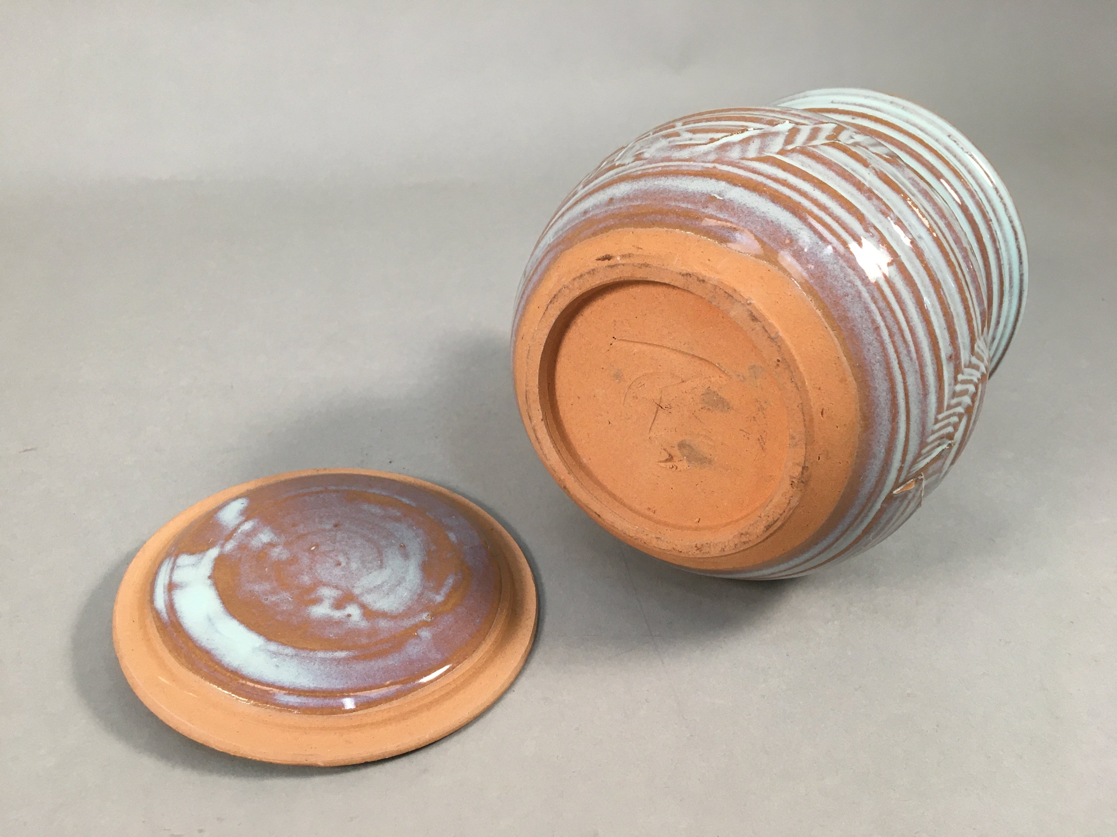 Japanese Tea Ceremony Ceramic Lidded Water Pot Mizusashi Vtg Pottery MS41
