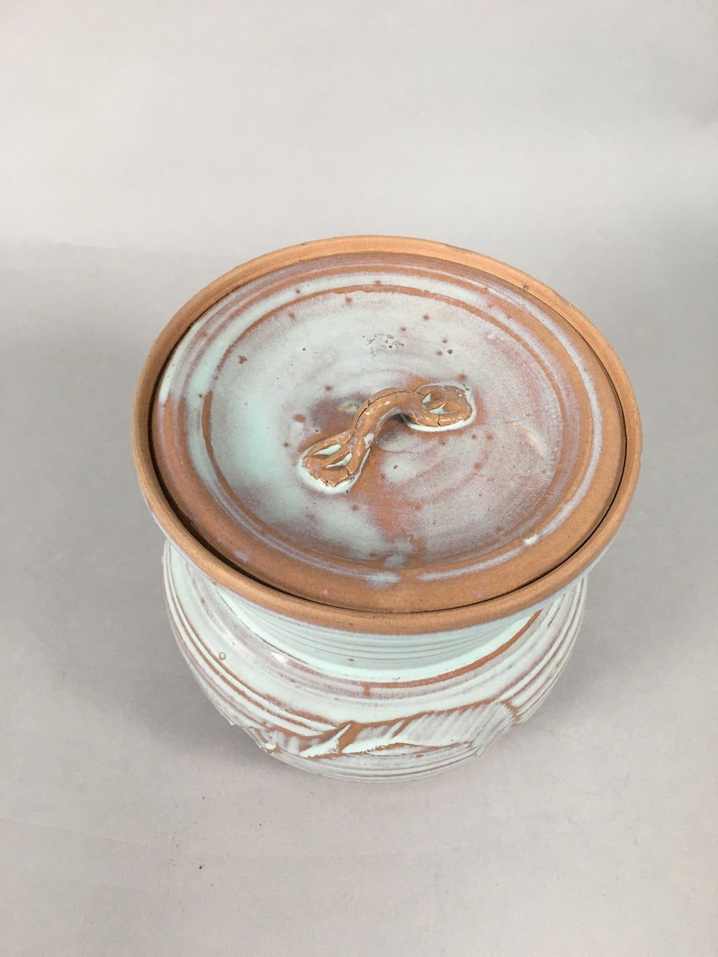 Japanese Tea Ceremony Ceramic Lidded Water Pot Mizusashi Vtg Pottery MS41