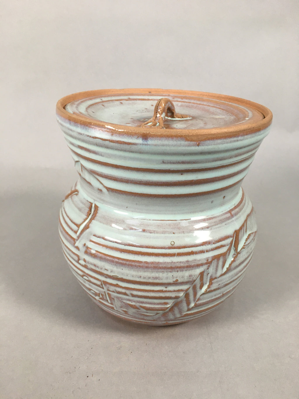 Japanese Tea Ceremony Ceramic Lidded Water Pot Mizusashi Vtg Pottery MS41