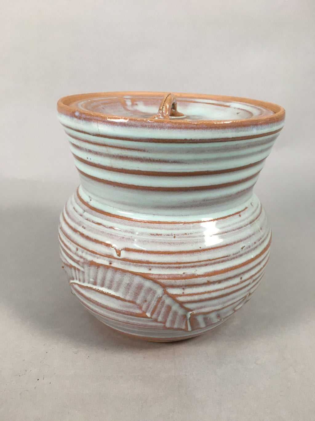 Japanese Tea Ceremony Ceramic Lidded Water Pot Mizusashi Vtg Pottery MS41