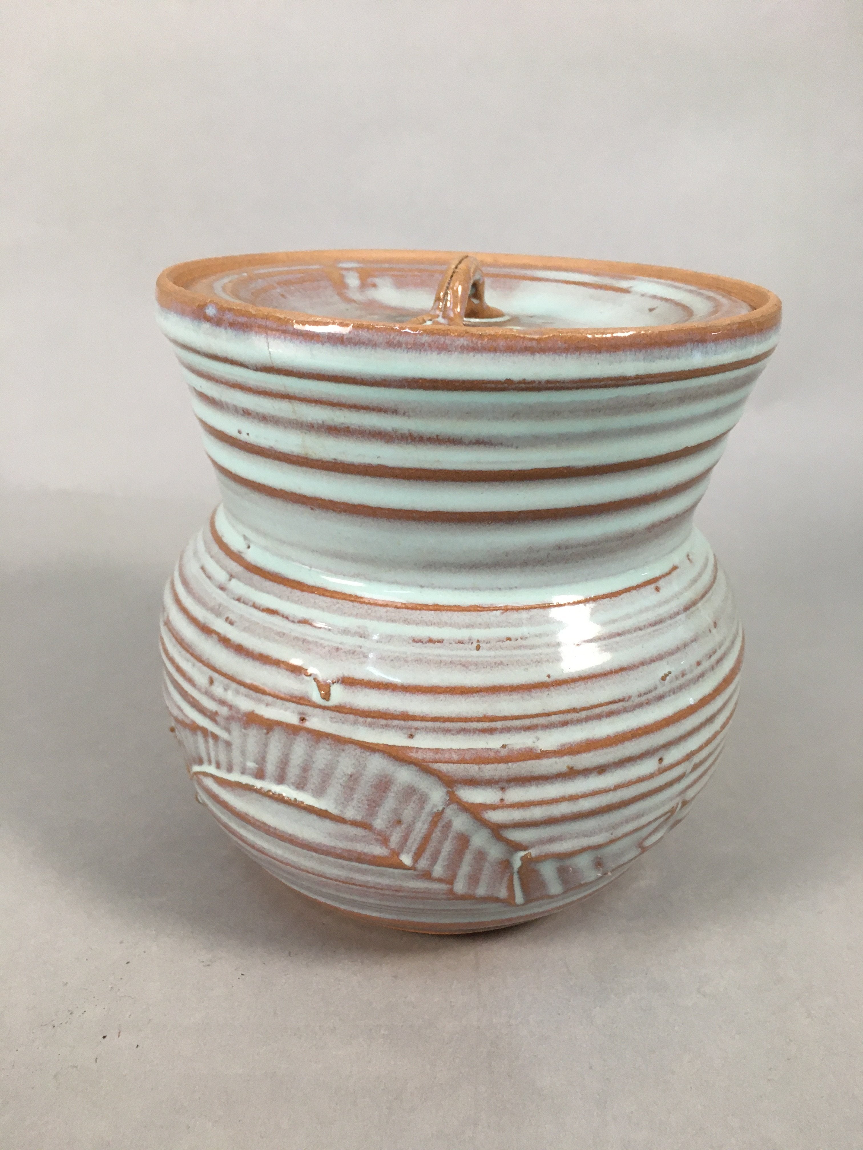 Japanese Tea Ceremony Ceramic Lidded Water Pot Mizusashi Vtg Pottery MS41