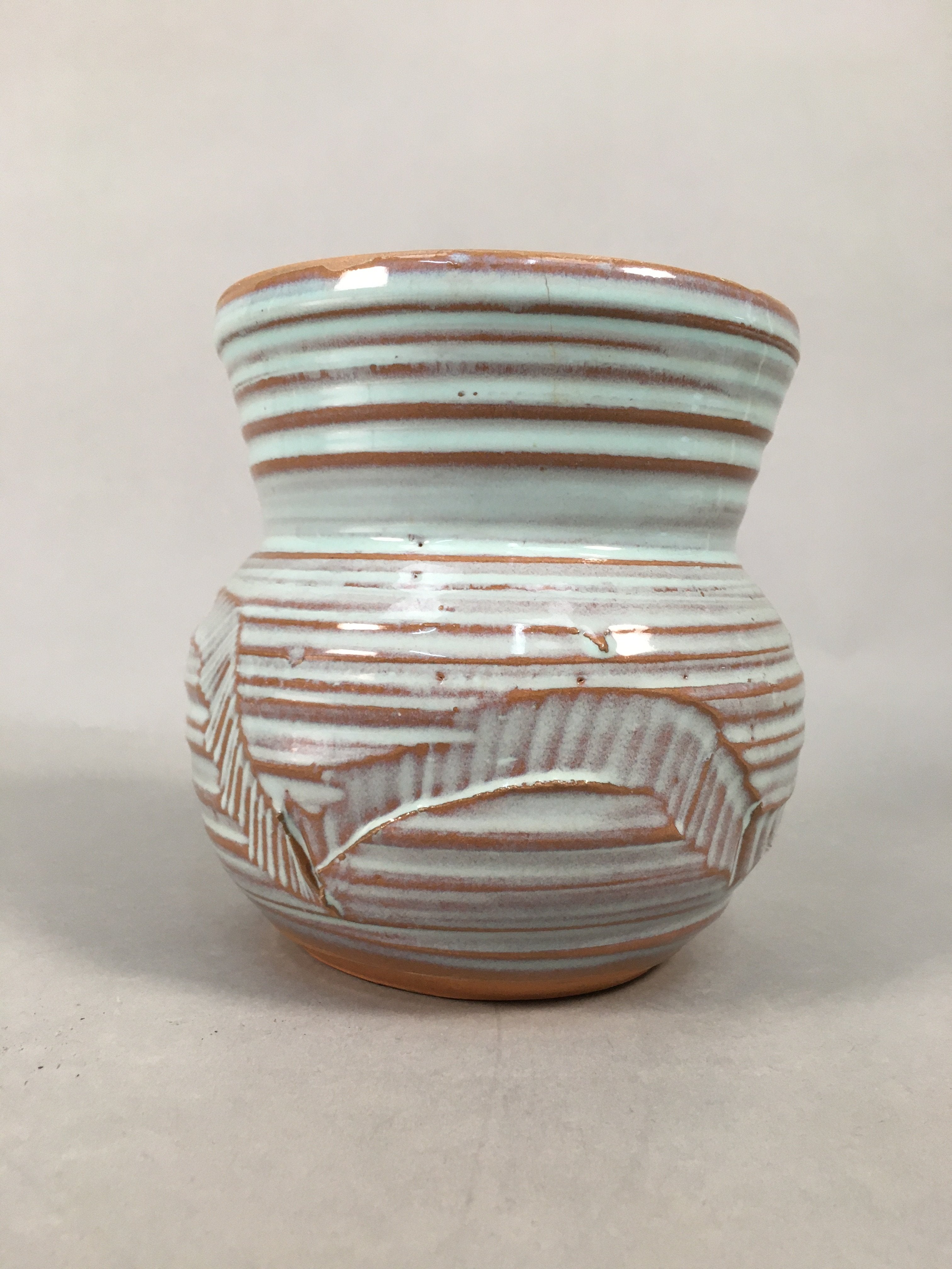 Japanese Tea Ceremony Ceramic Lidded Water Pot Mizusashi Vtg Pottery MS41