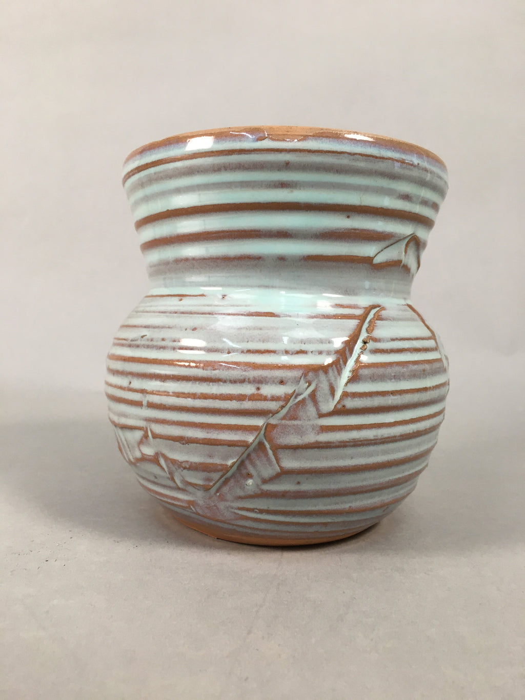 Japanese Tea Ceremony Ceramic Lidded Water Pot Mizusashi Vtg Pottery MS41