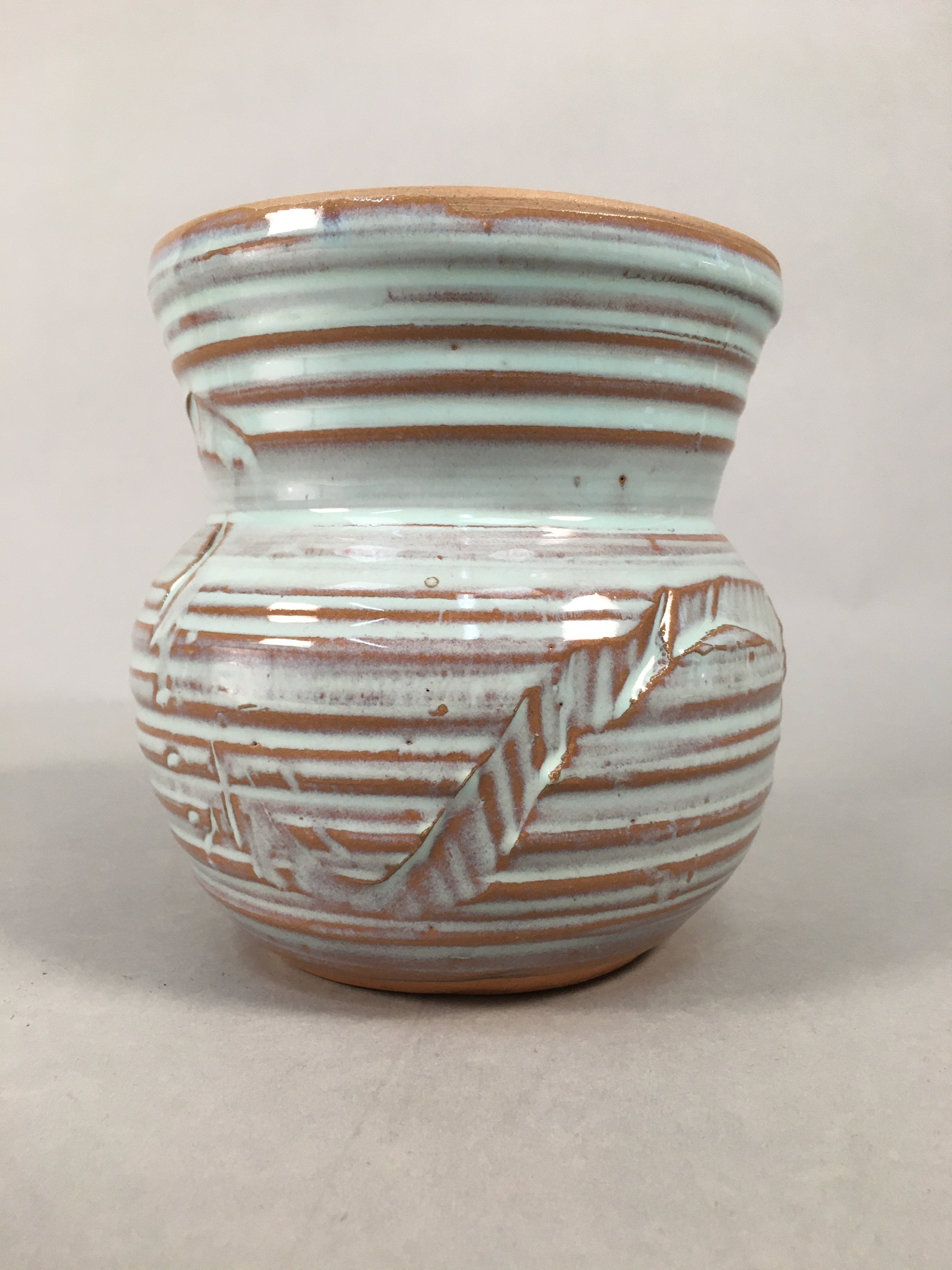 Japanese Tea Ceremony Ceramic Lidded Water Pot Mizusashi Vtg Pottery MS41