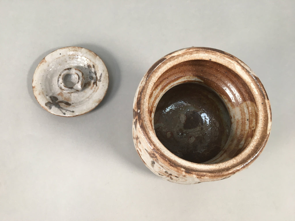 Japanese Tea Ceremony Ceramic Lidded Water Pot Mizusashi Vtg Pottery MS42