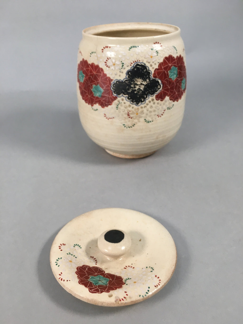 Japanese Tea Ceremony Ceramic Lidded Water Pot Mizusashi Vtg Pottery MS43