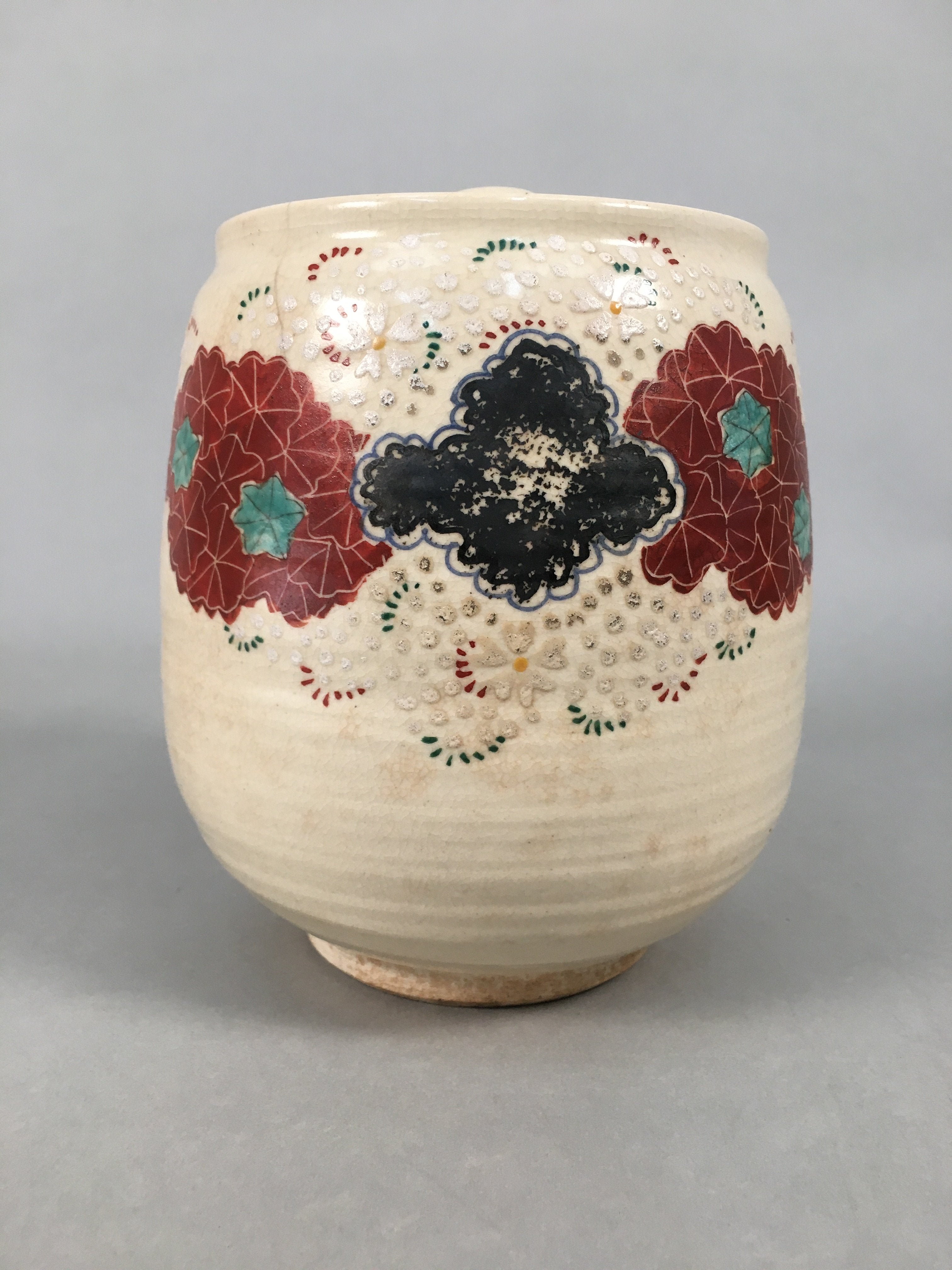 Japanese Tea Ceremony Ceramic Lidded Water Pot Mizusashi Vtg Pottery MS43