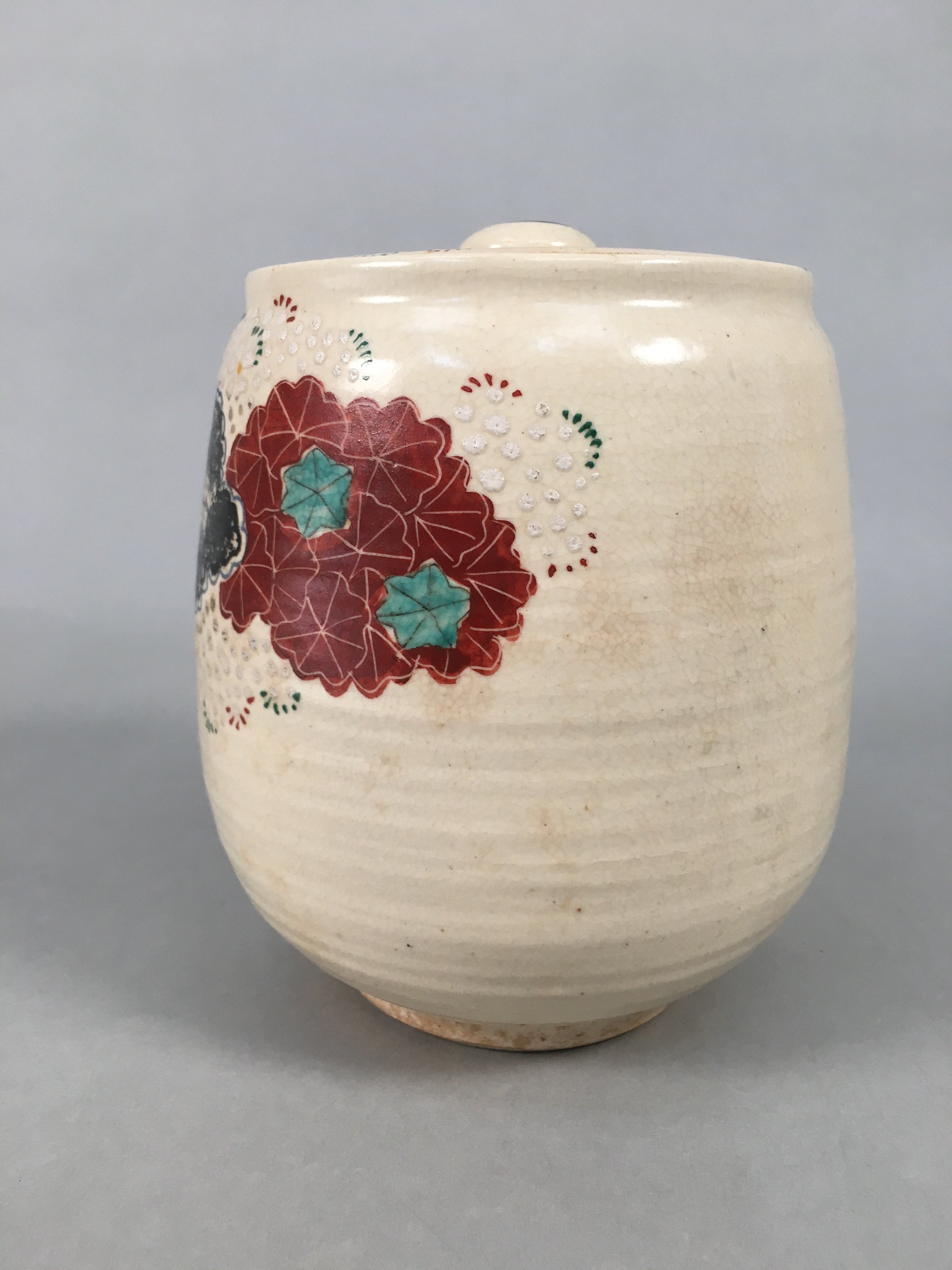Japanese Tea Ceremony Ceramic Lidded Water Pot Mizusashi Vtg Pottery MS43