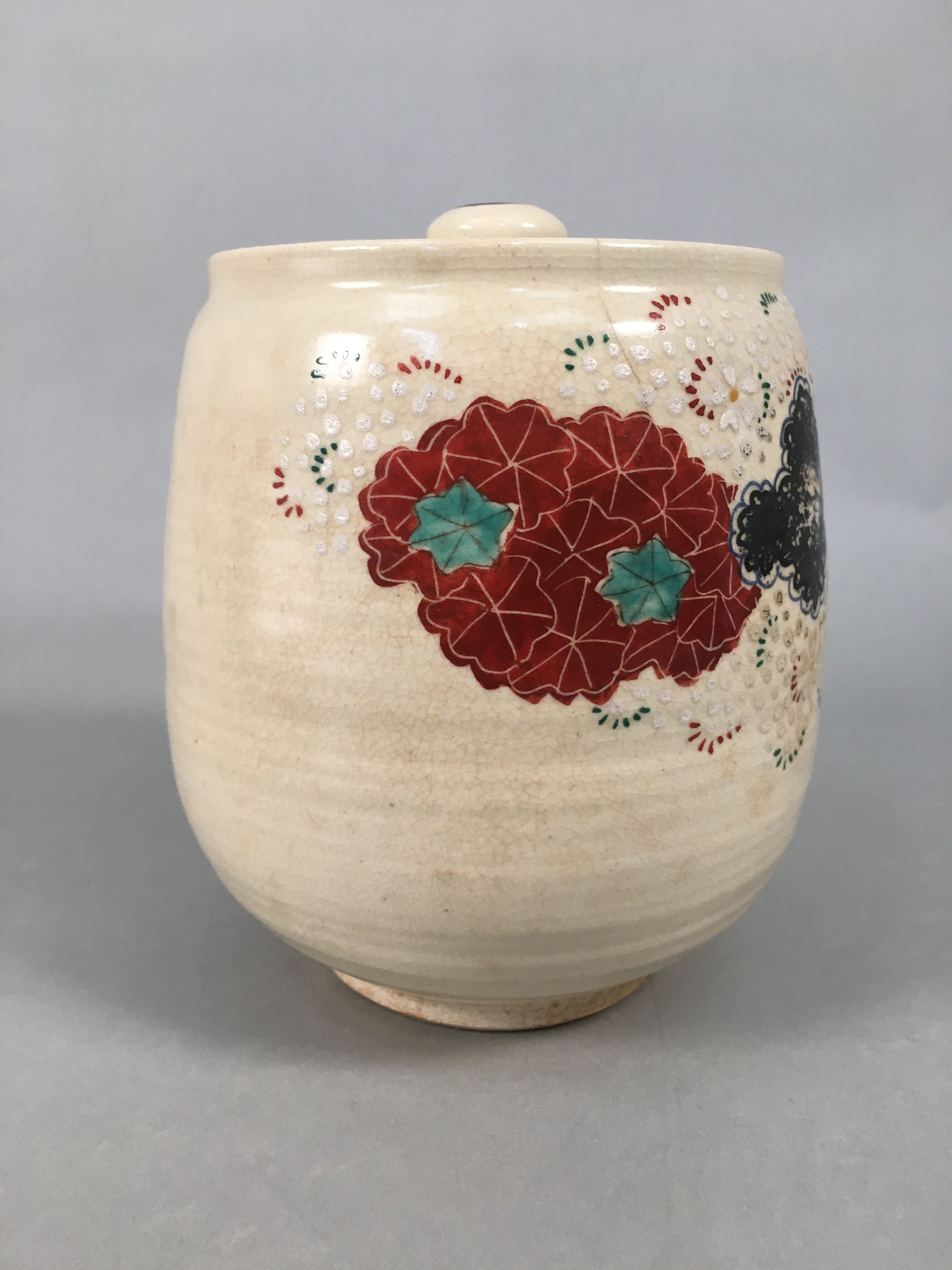 Japanese Tea Ceremony Ceramic Lidded Water Pot Mizusashi Vtg Pottery MS43