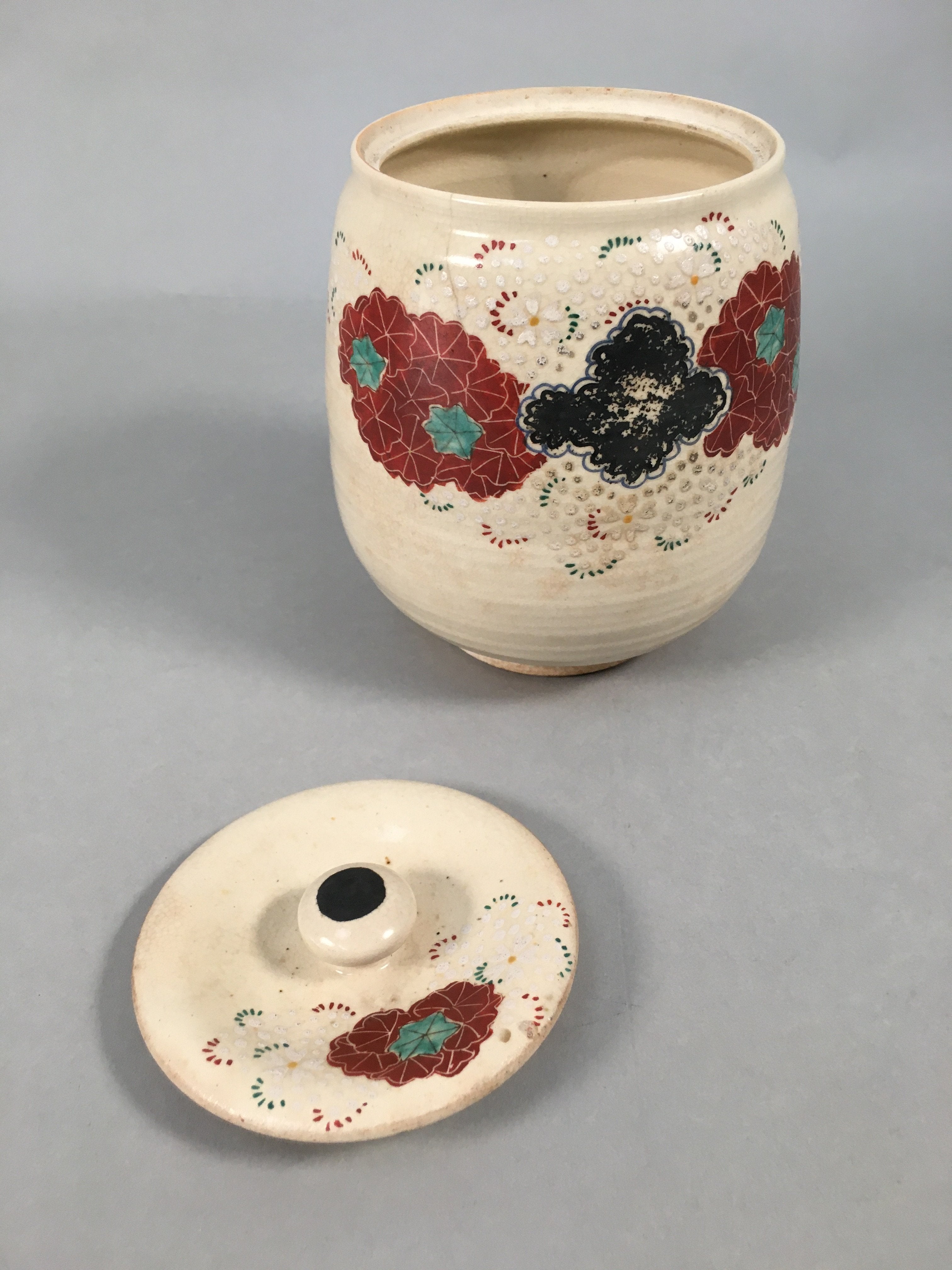 Japanese Tea Ceremony Ceramic Lidded Water Pot Mizusashi Vtg Pottery MS43
