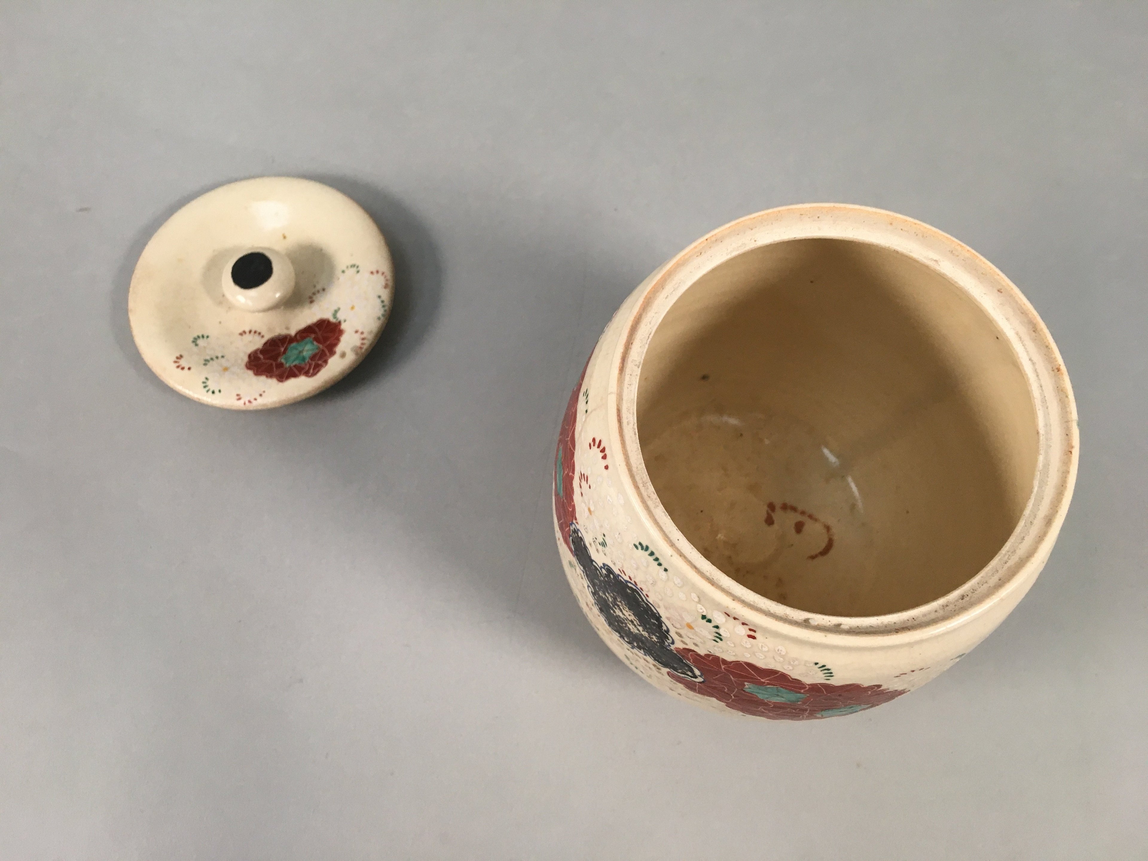 Japanese Tea Ceremony Ceramic Lidded Water Pot Mizusashi Vtg Pottery MS43