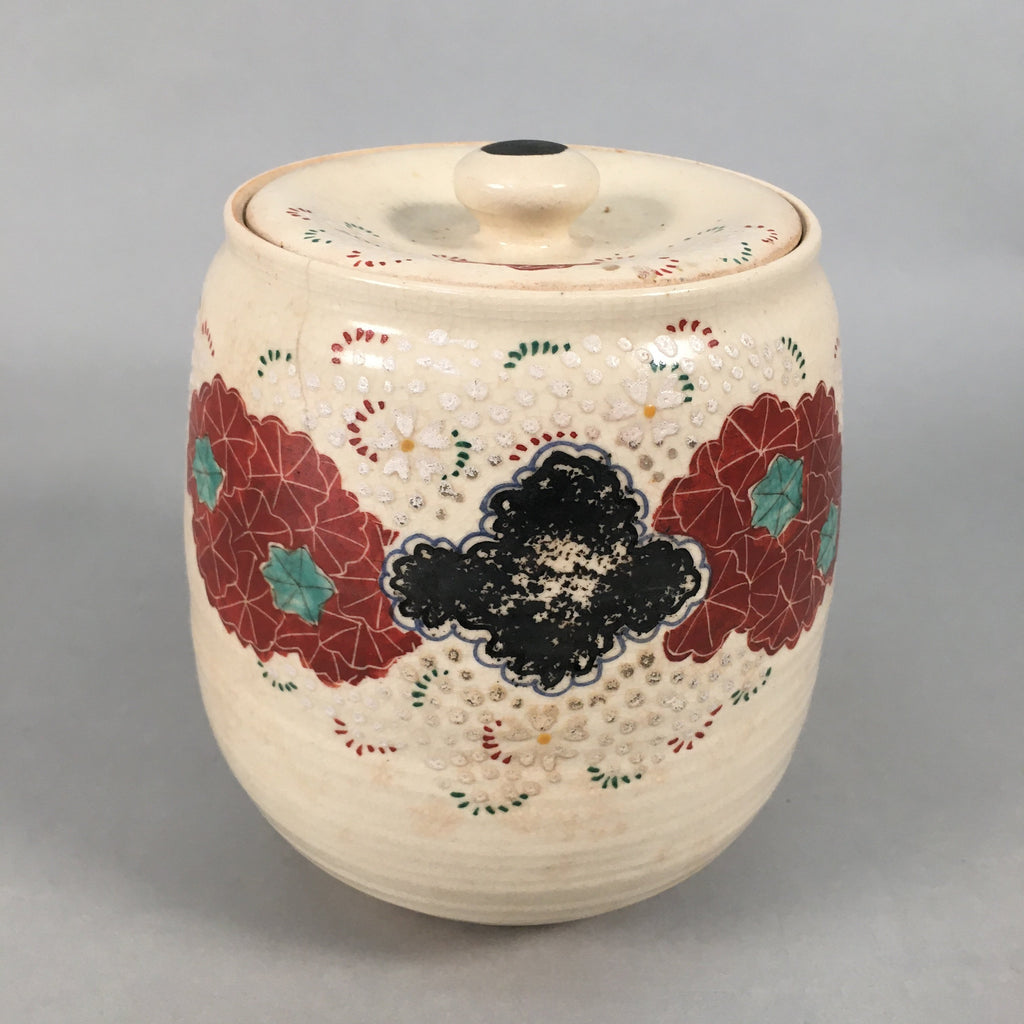 Japanese Tea Ceremony Ceramic Lidded Water Pot Mizusashi Vtg Pottery MS43