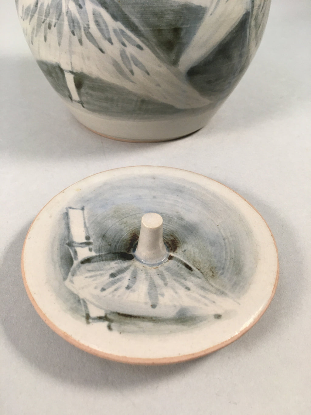 Japanese Tea Ceremony Ceramic Lidded Water Pot Mizusashi Vtg Pottery MS44