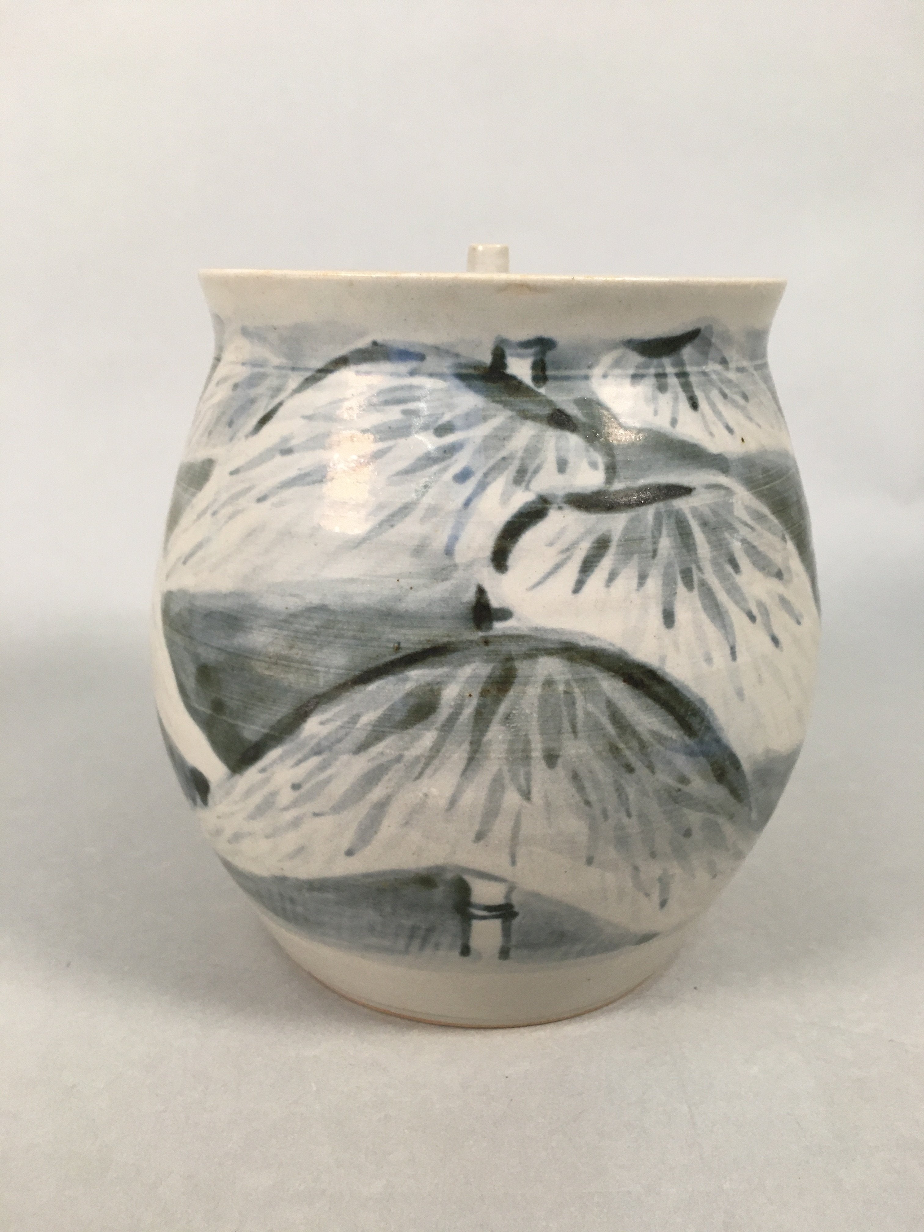 Japanese Tea Ceremony Ceramic Lidded Water Pot Mizusashi Vtg Pottery MS44