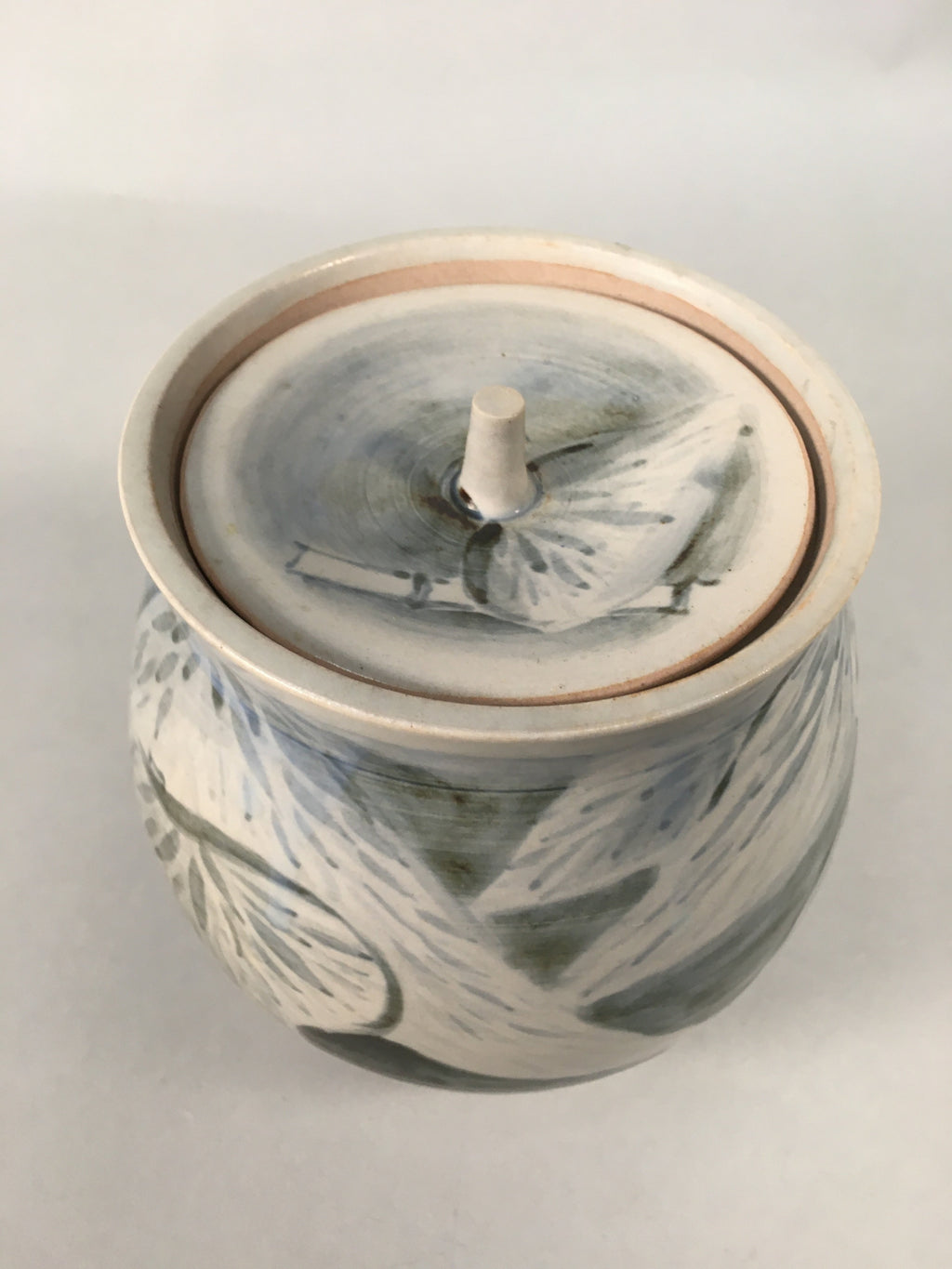Japanese Tea Ceremony Ceramic Lidded Water Pot Mizusashi Vtg Pottery MS44