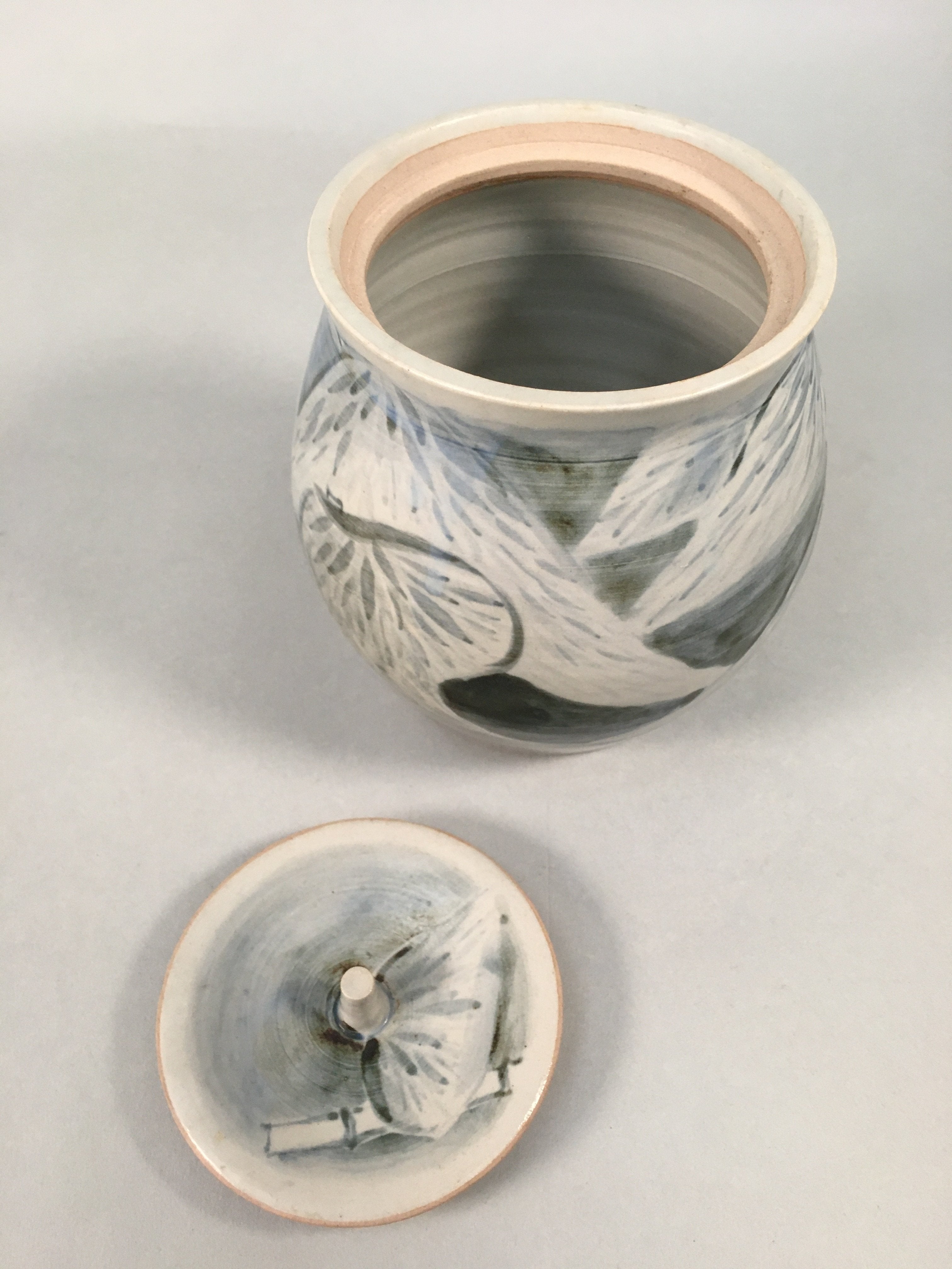 Japanese Tea Ceremony Ceramic Lidded Water Pot Mizusashi Vtg Pottery MS44