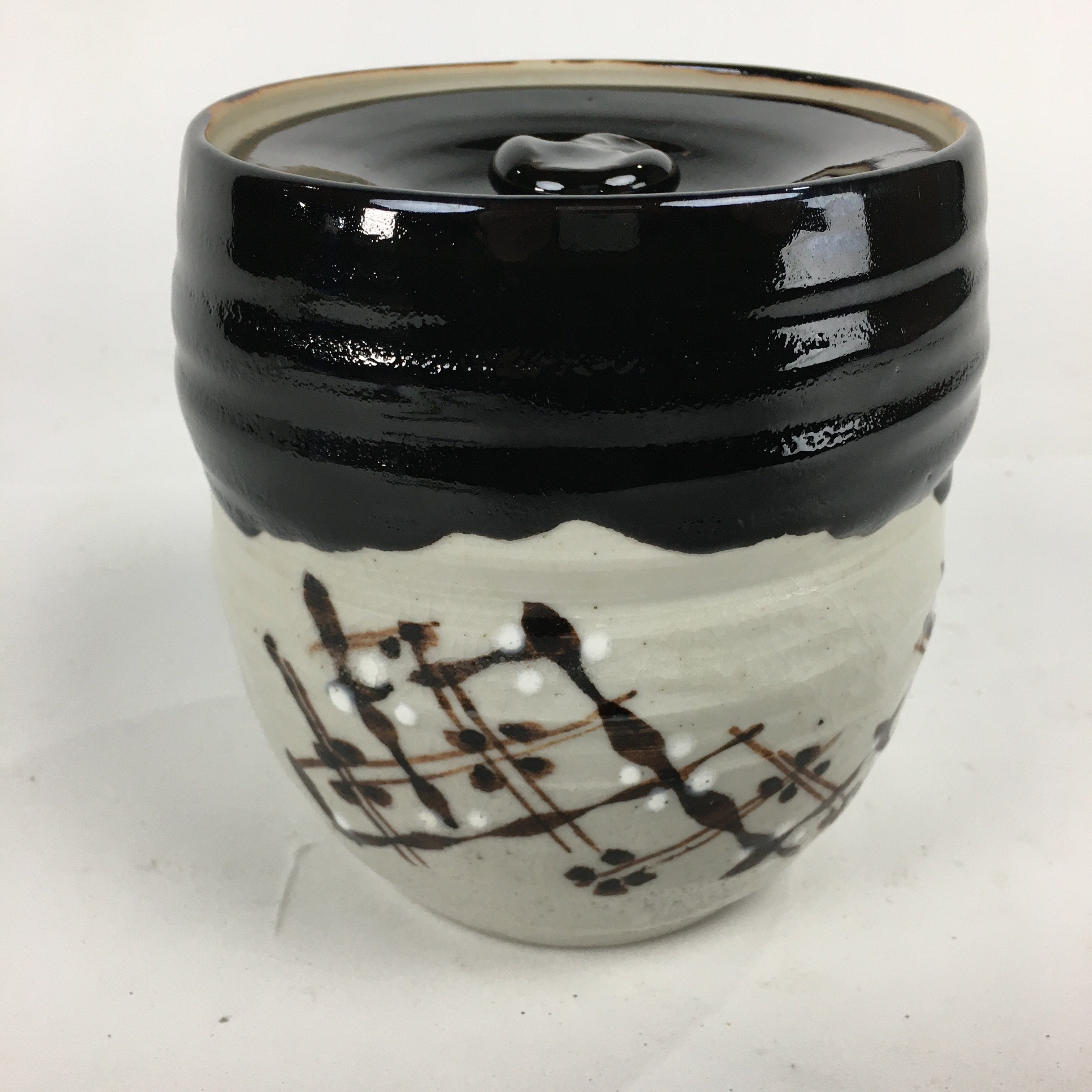Japanese Tea Ceremony Ceramic Lidded Water Pot Mizusashi Vtg Pottery MS47