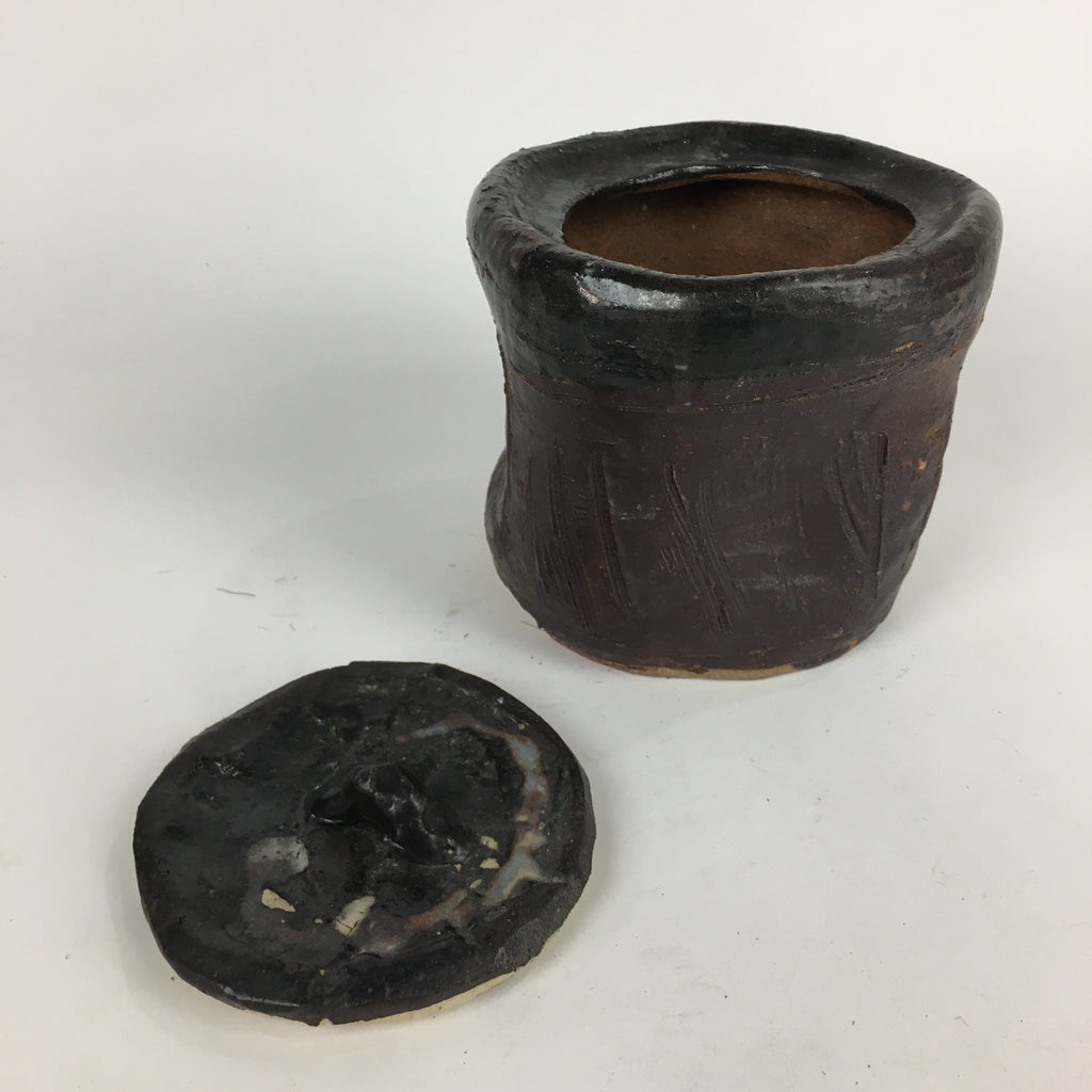 Japanese Tea Ceremony Ceramic Lidded Water Pot Mizusashi Vtg Pottery MS48