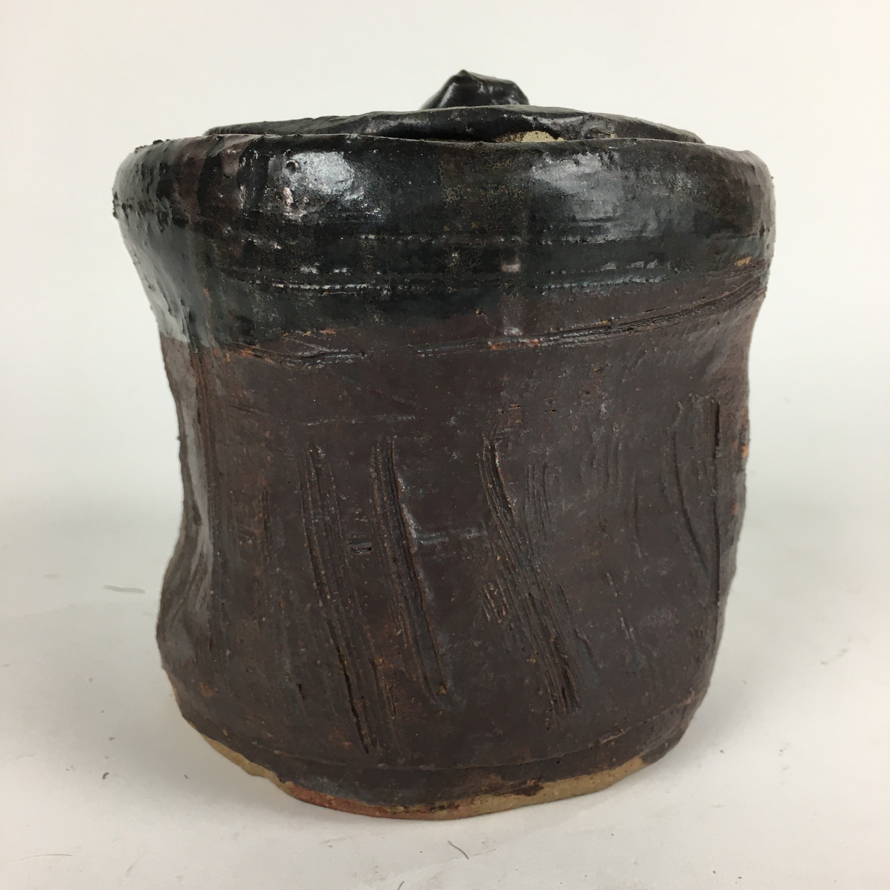 Japanese Tea Ceremony Ceramic Lidded Water Pot Mizusashi Vtg Pottery MS48