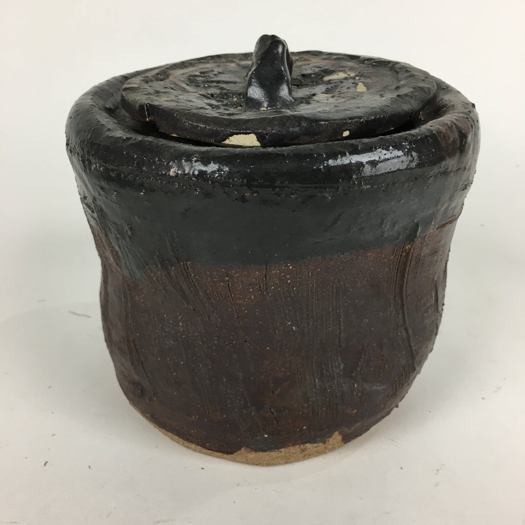 Japanese Tea Ceremony Ceramic Lidded Water Pot Mizusashi Vtg Pottery MS48