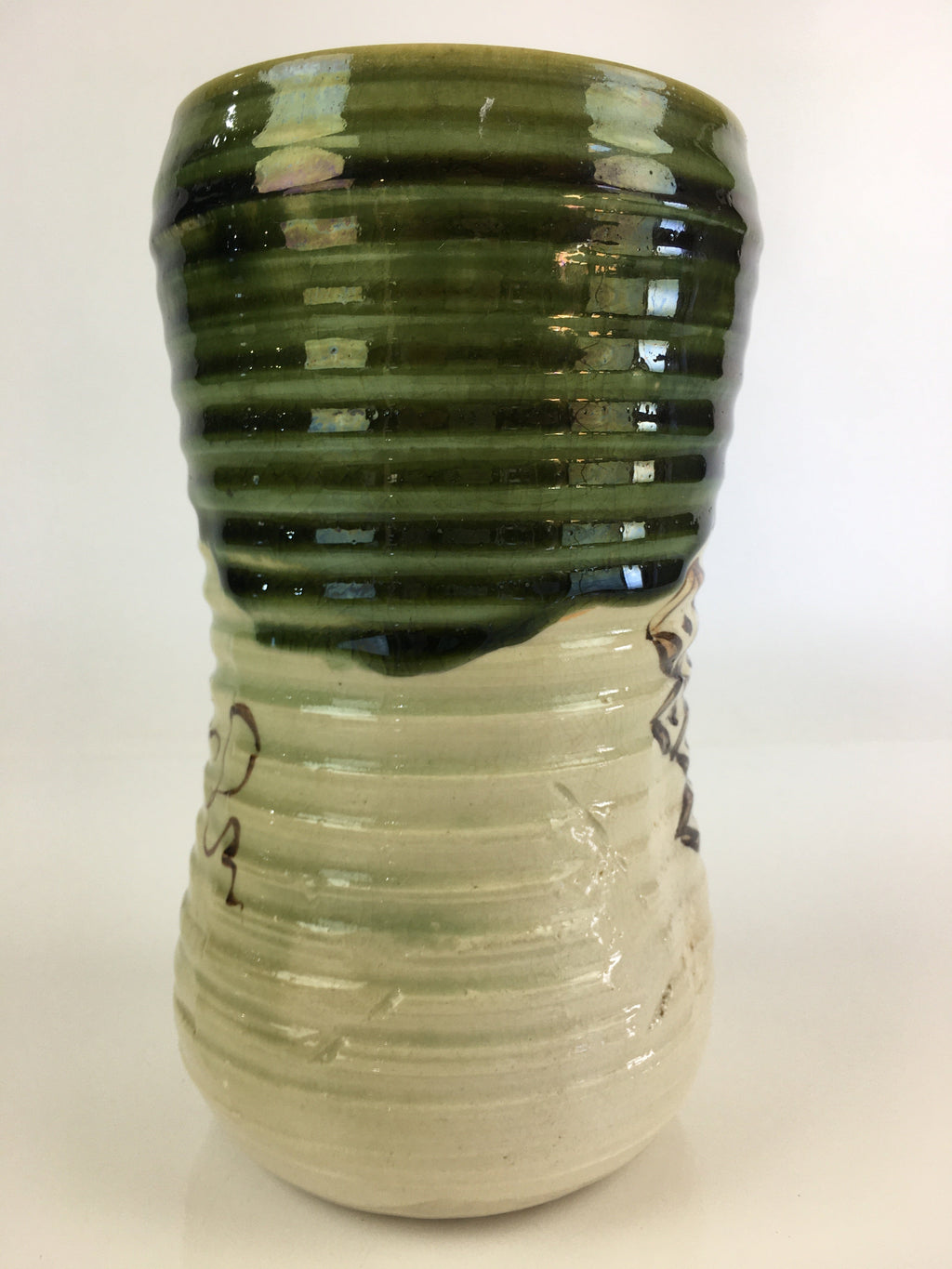 Japanese Tea Ceremony Ceramic Lidded Water Pot Mizusashi Vtg Pottery MS49