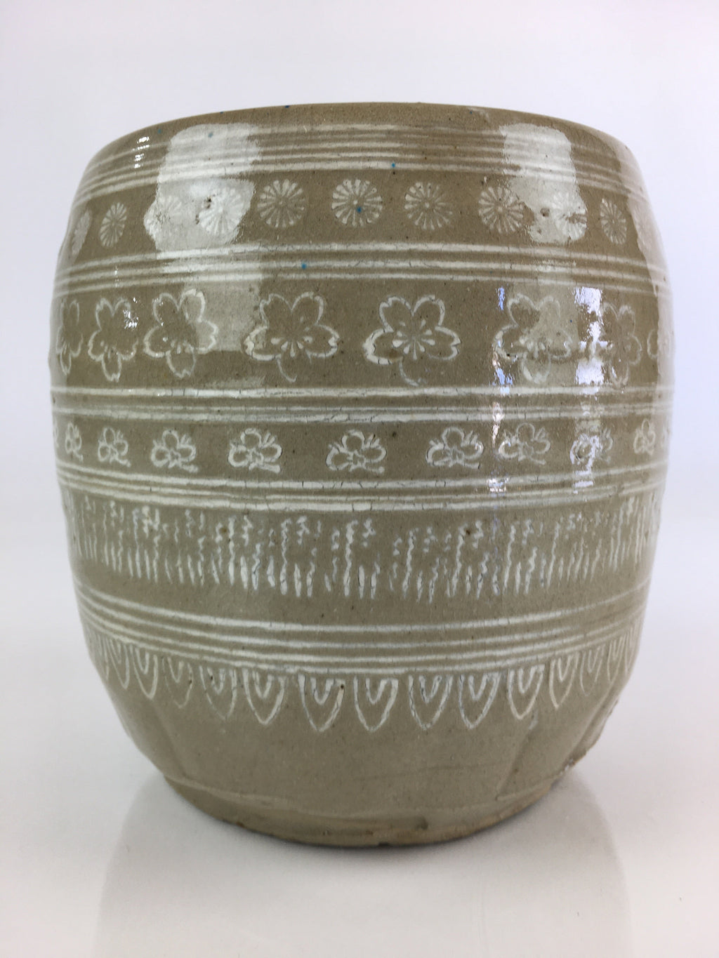 Japanese Tea Ceremony Ceramic Lidded Water Pot Mizusashi Vtg Pottery MS50