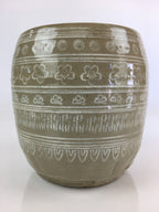 Japanese Tea Ceremony Ceramic Lidded Water Pot Mizusashi Vtg Pottery MS50