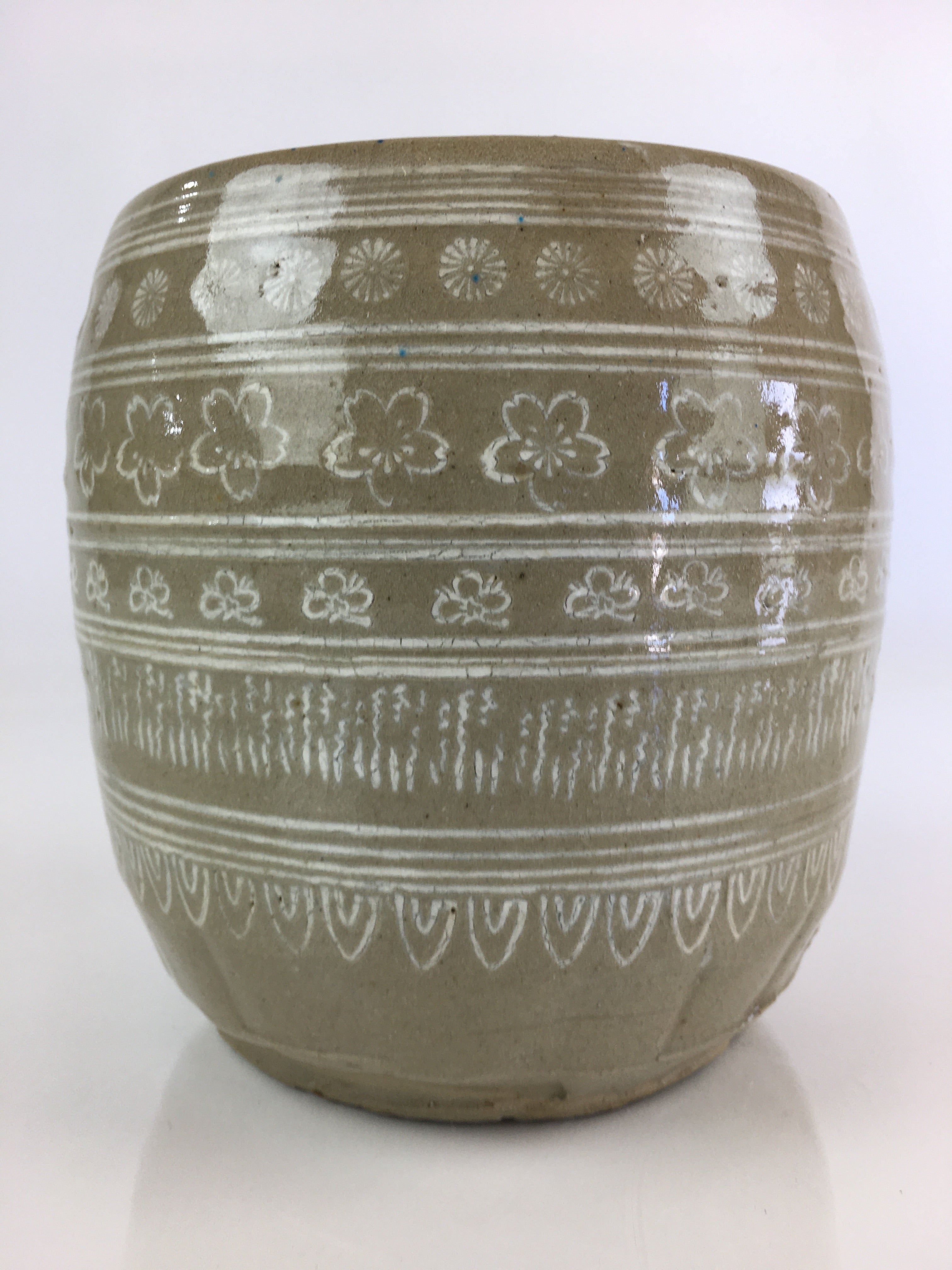 Japanese Tea Ceremony Ceramic Lidded Water Pot Mizusashi Vtg Pottery MS50