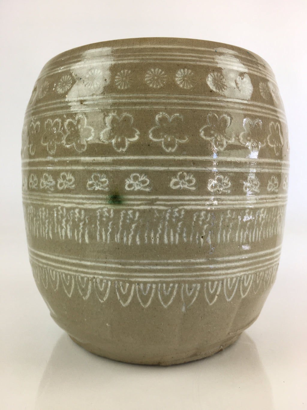 Japanese Tea Ceremony Ceramic Lidded Water Pot Mizusashi Vtg Pottery MS50