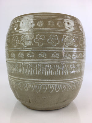 Japanese Tea Ceremony Ceramic Lidded Water Pot Mizusashi Vtg Pottery MS50