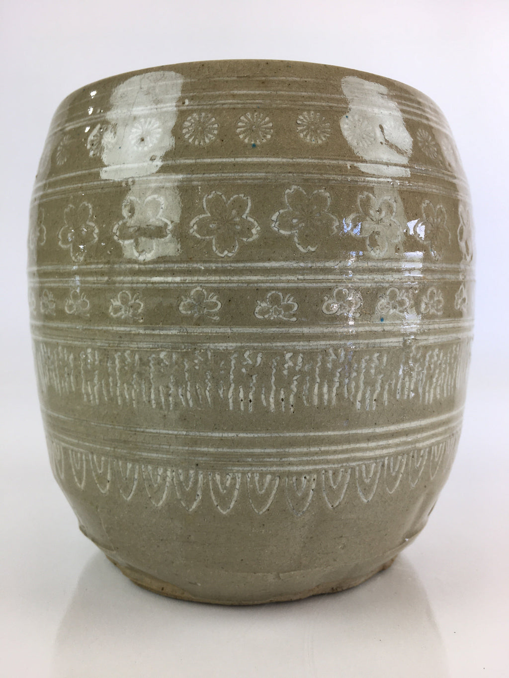Japanese Tea Ceremony Ceramic Lidded Water Pot Mizusashi Vtg Pottery MS50