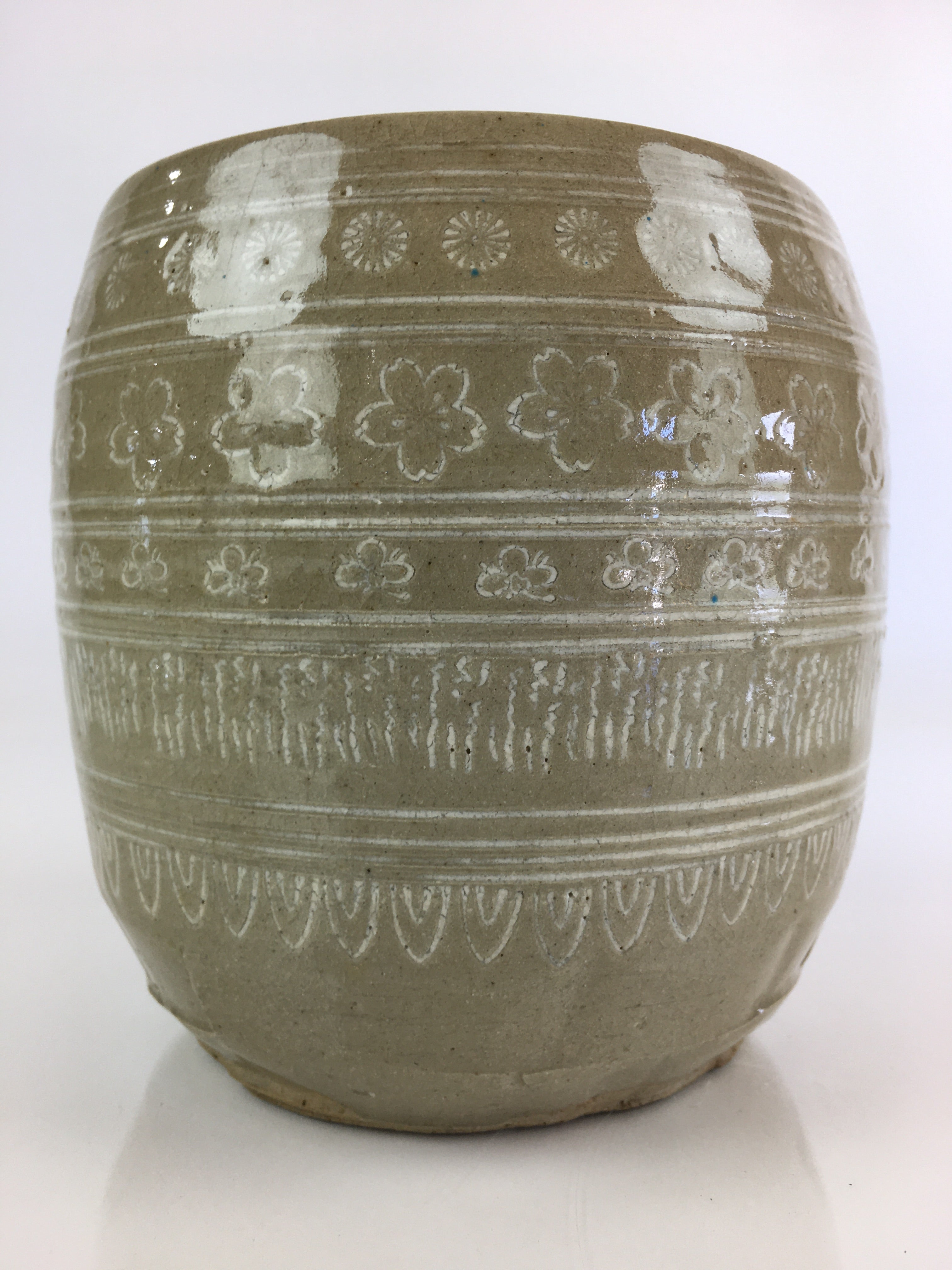 Japanese Tea Ceremony Ceramic Lidded Water Pot Mizusashi Vtg Pottery MS50